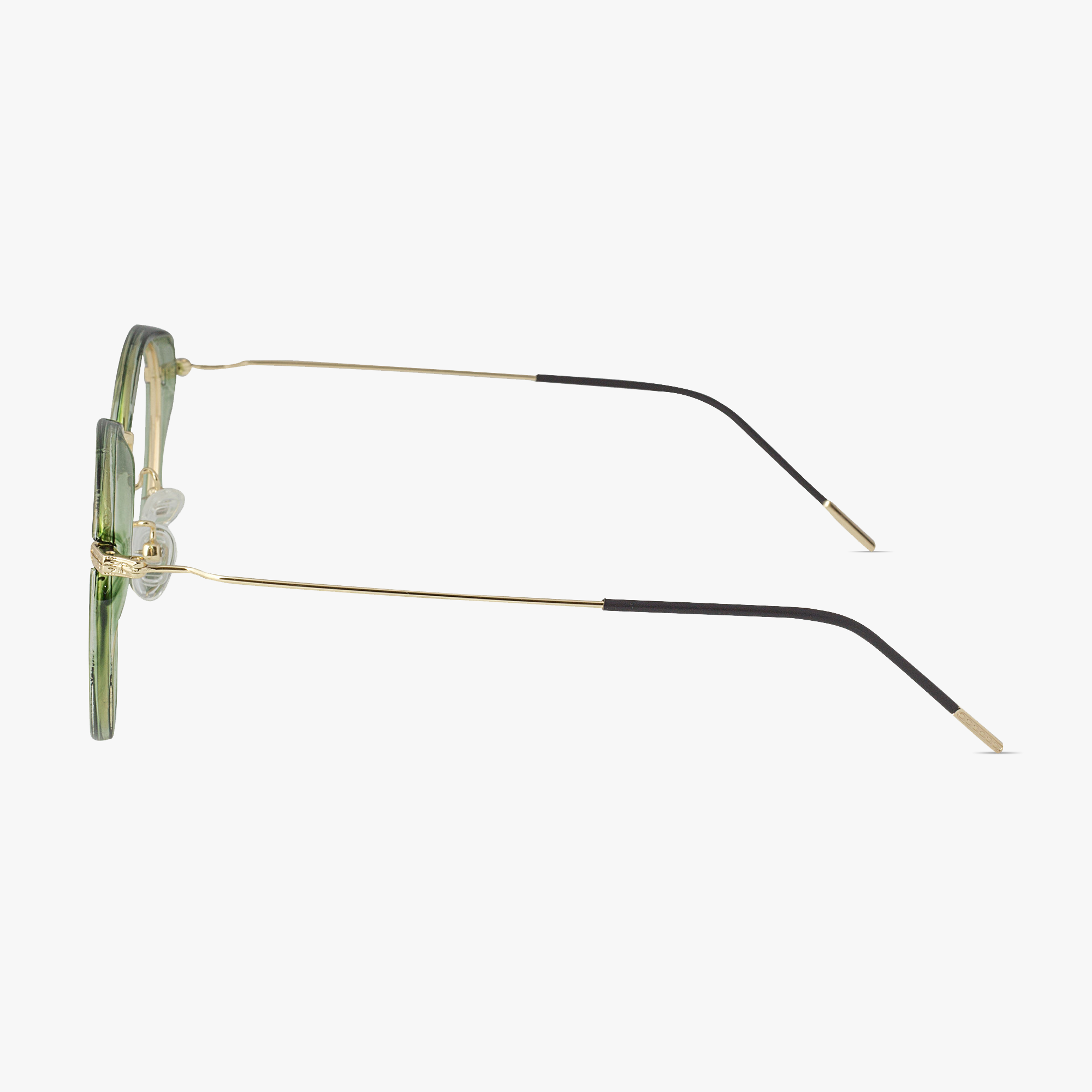 March Round Gold Metal Glasses with Green Overlay for Men and Women from Framesfoundry - Side View