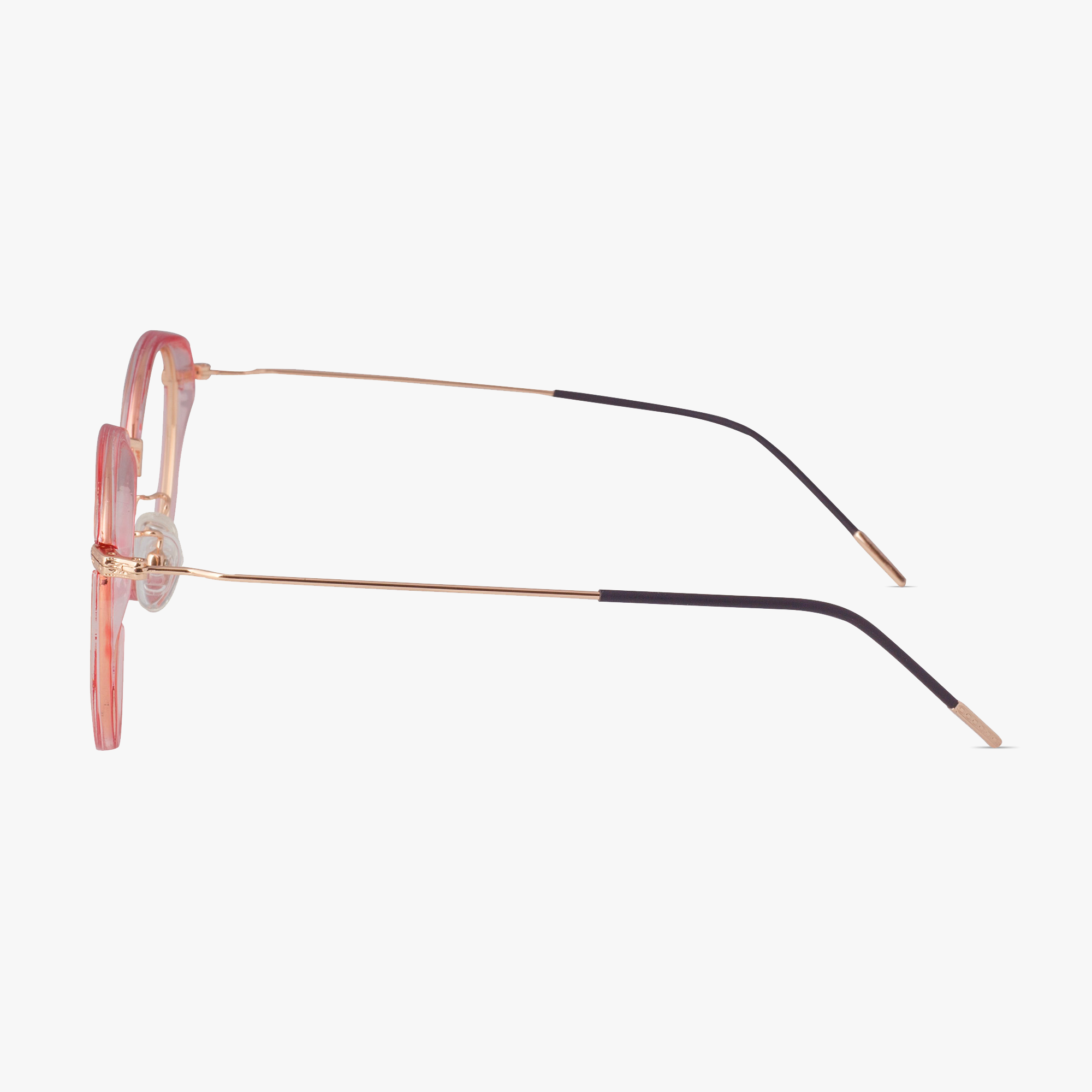 March Round Gold Glasses with Pink Overlay for Men and Women from Framesfoundry - Side View