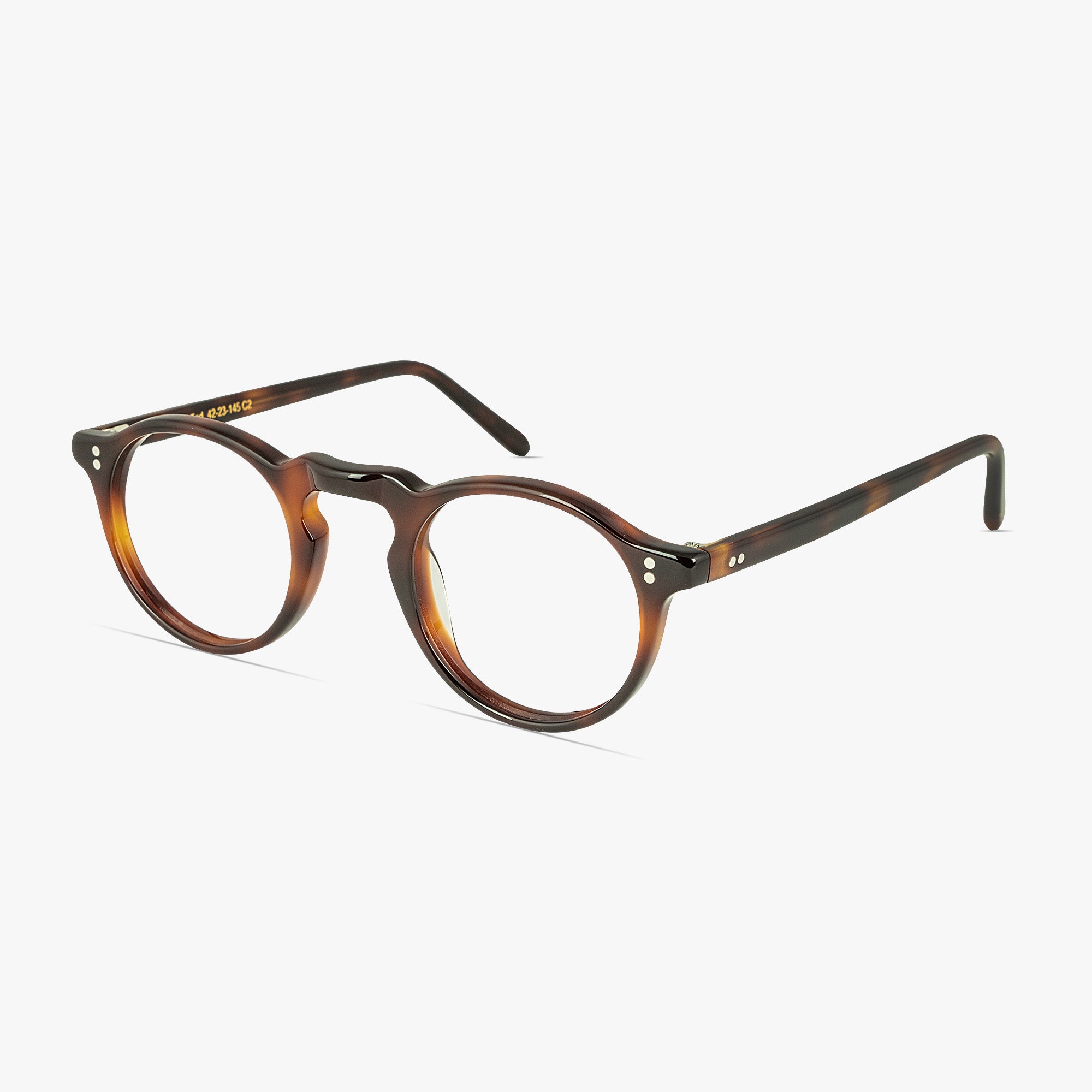 Ted Round Havana Keyhole Bridge Glasses for Men and Women from Framesfoundry - Angle View