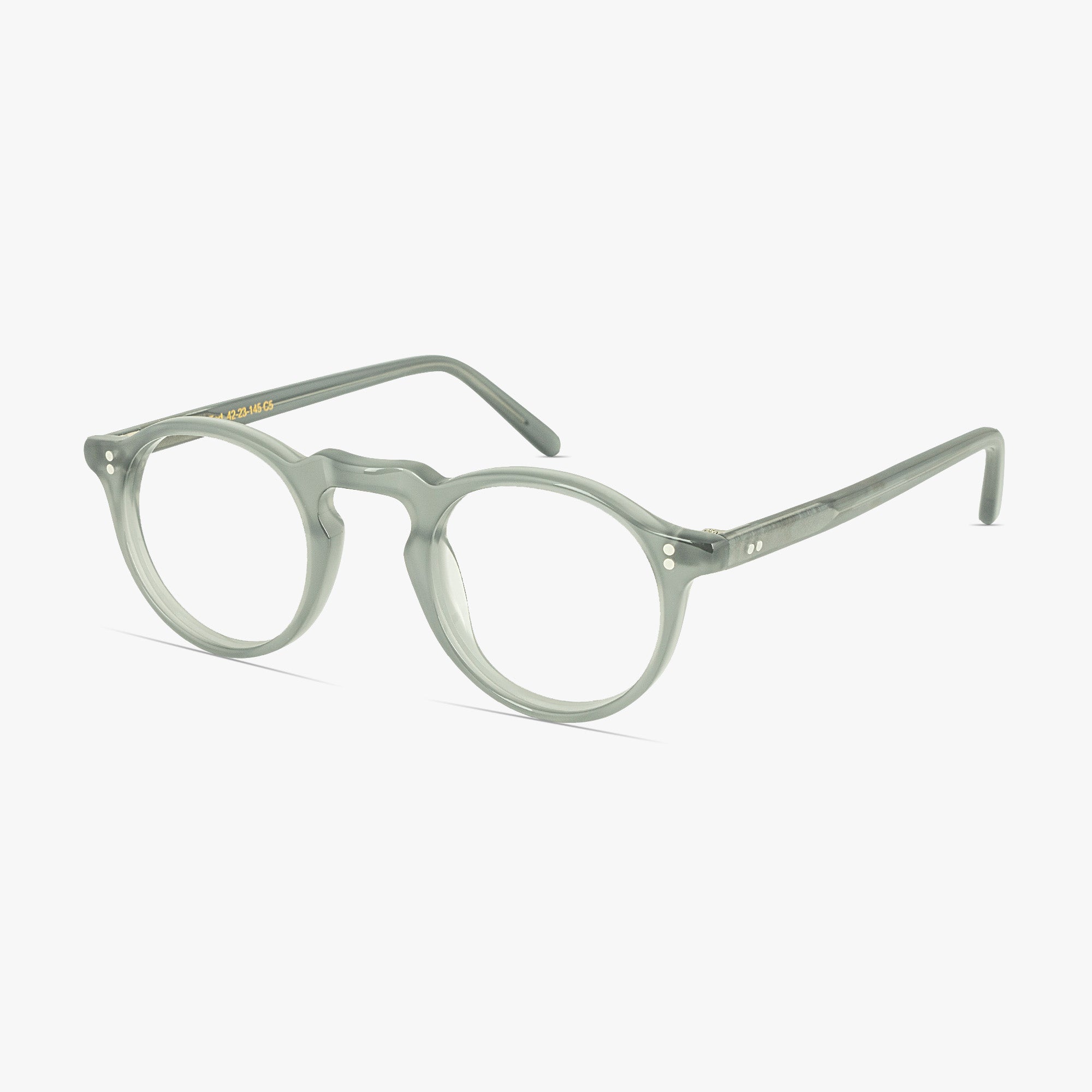 Ted Round Smoke Grey Keyhole Bridge Glasses for Men and Women from Framesfoundry - Angle View