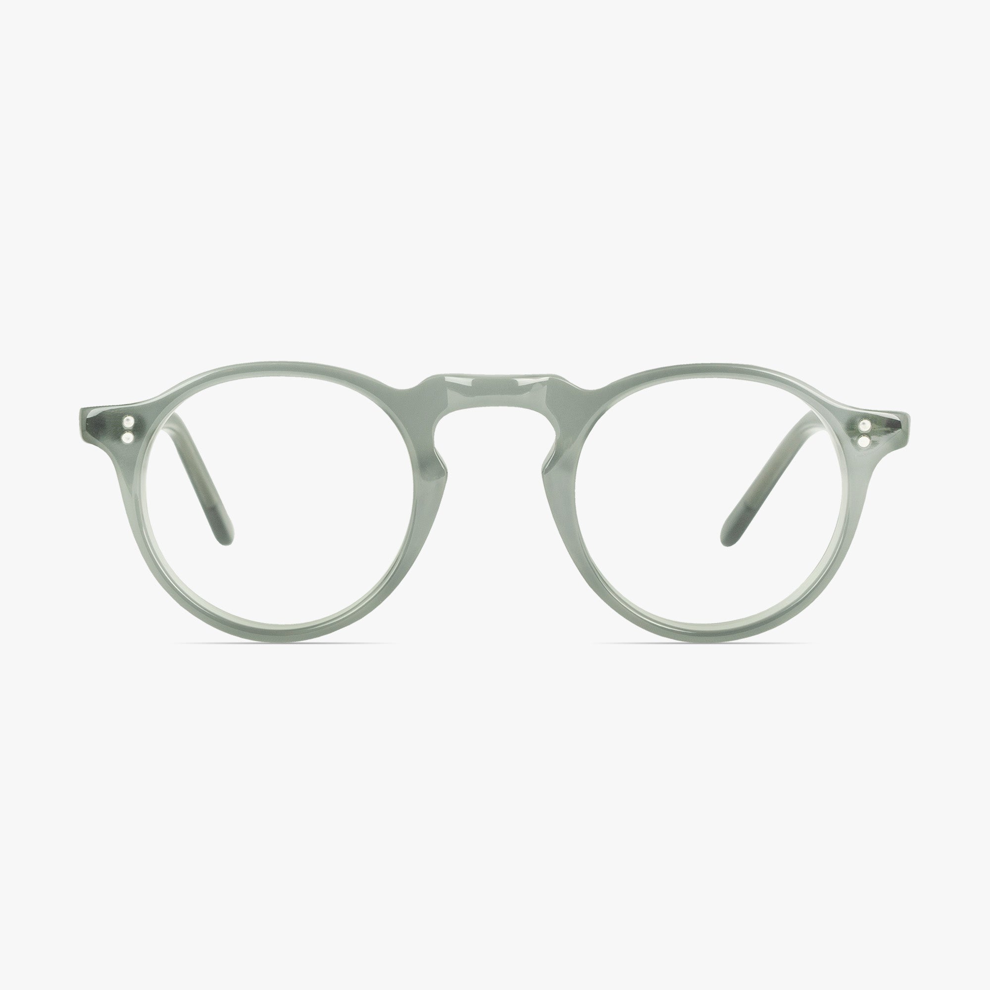 Ted Round Smoke Grey Keyhole Bridge Glasses for Men and Women from Framesfoundry - Front View