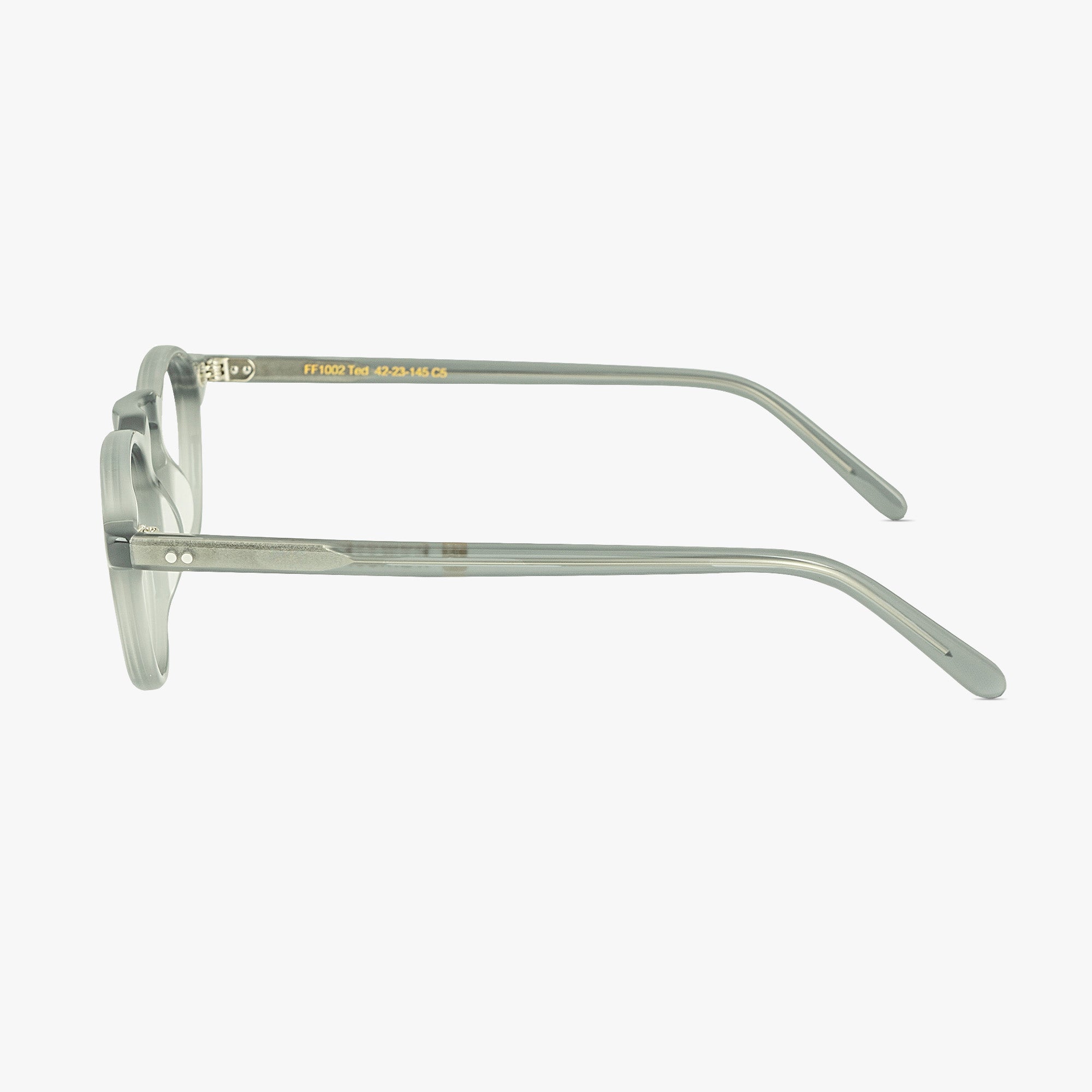 Ted Round Smoke Grey Keyhole Bridge Glasses for Men and Women from Framesfoundry - Side View