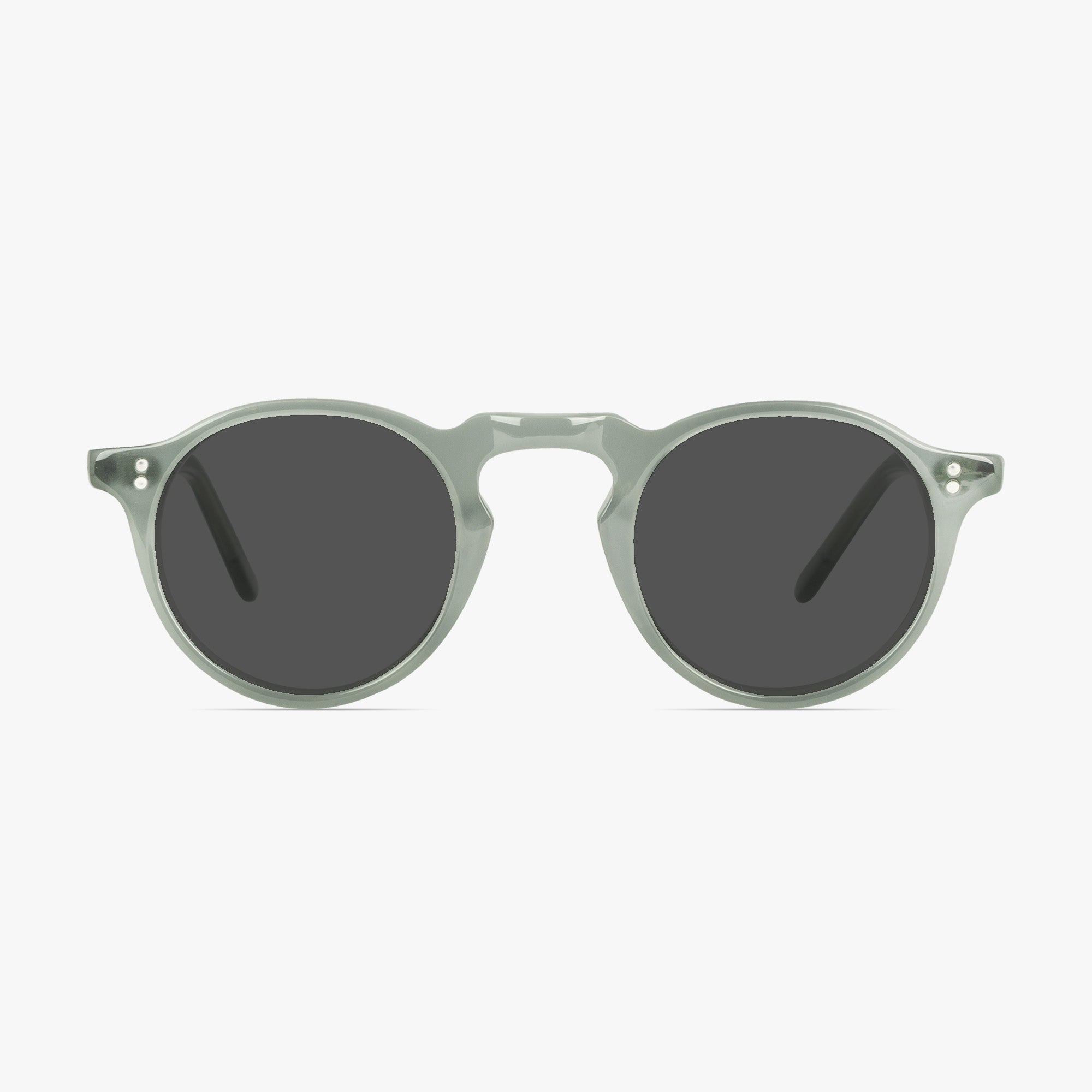 Ted Round Smoke Grey Keyhole Bridge Glasses for Men and Women from Framesfoundry - Sunglasses Front View