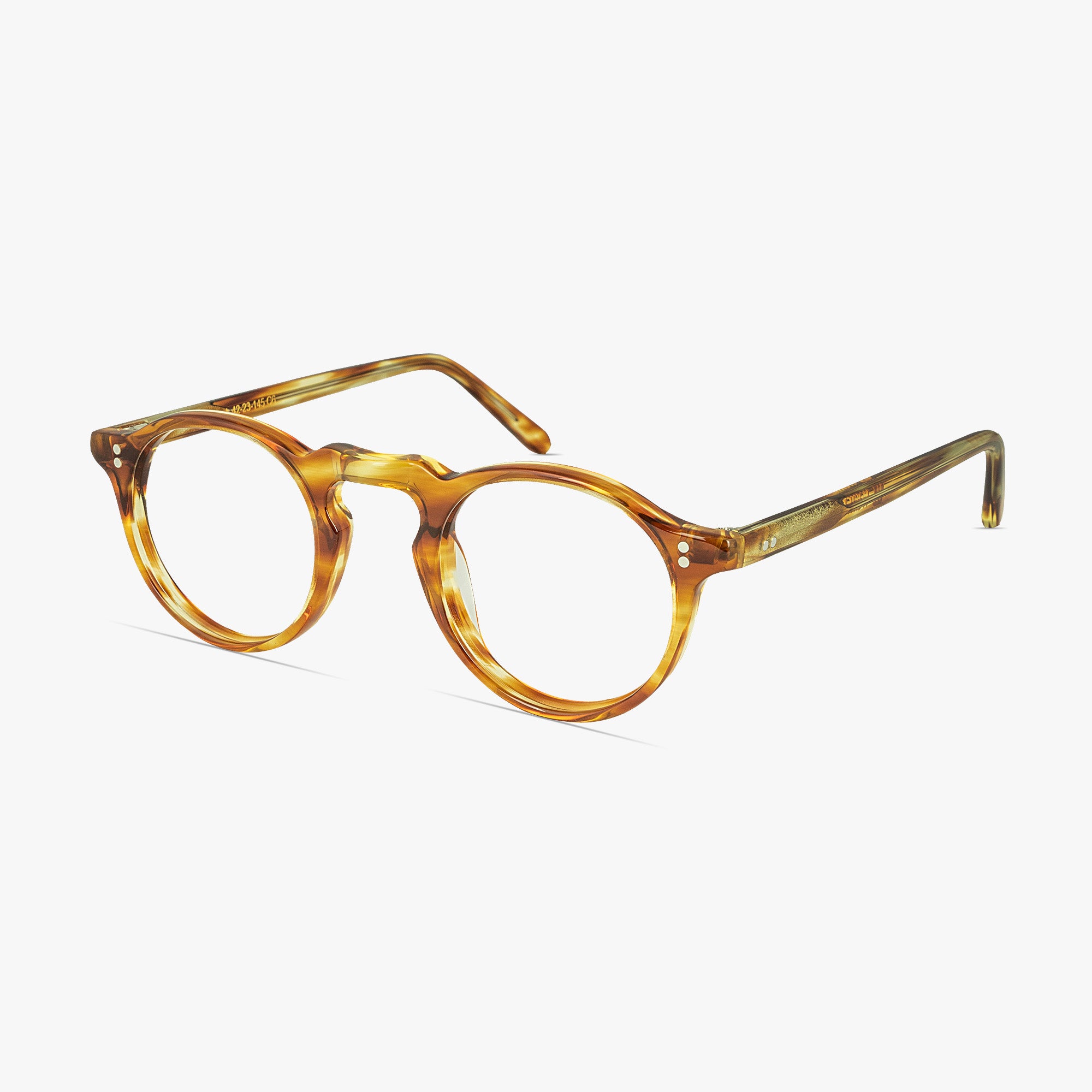 Ted Round Butterscotch Keyhole Bridge Glasses for Men and Women from Framesfoundry - Angle View
