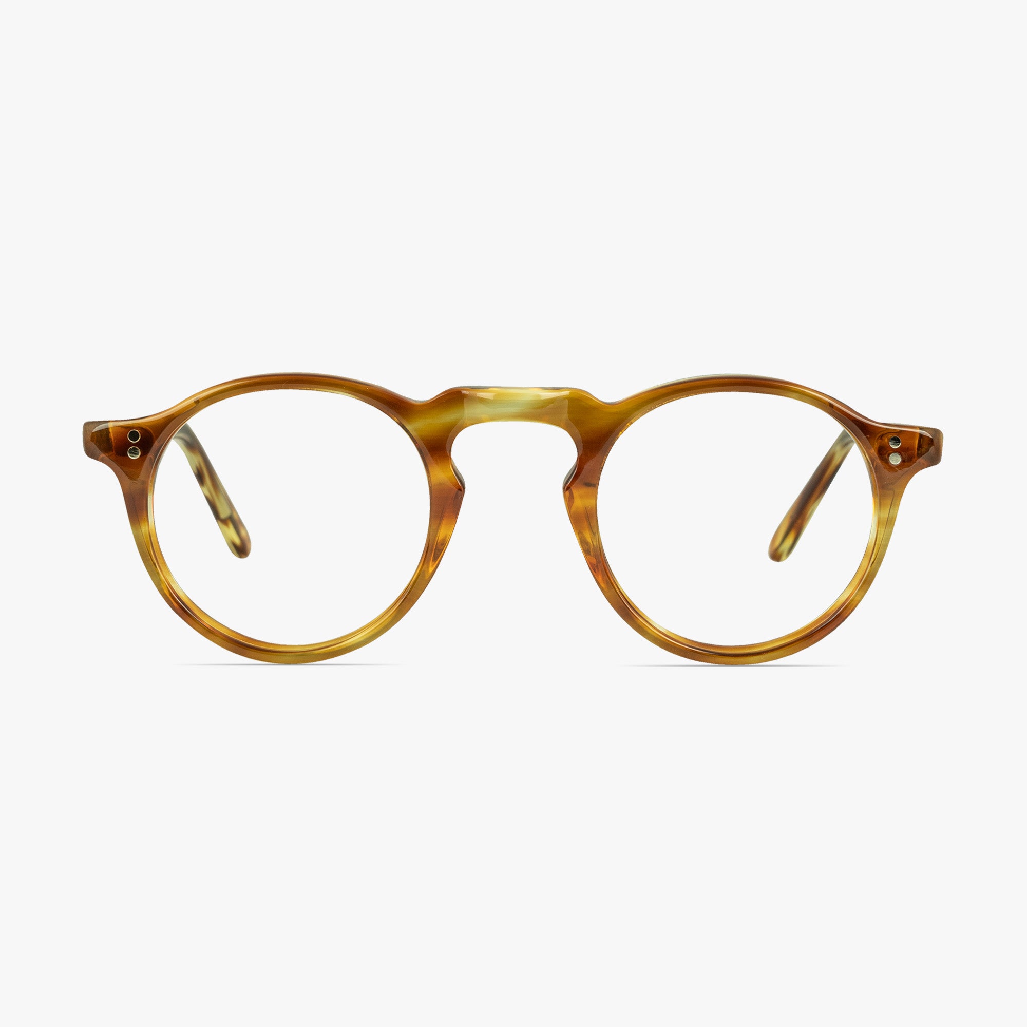 Ted Round Butterscotch Keyhole Bridge Glasses for Men and Women from Framesfoundry - Front View