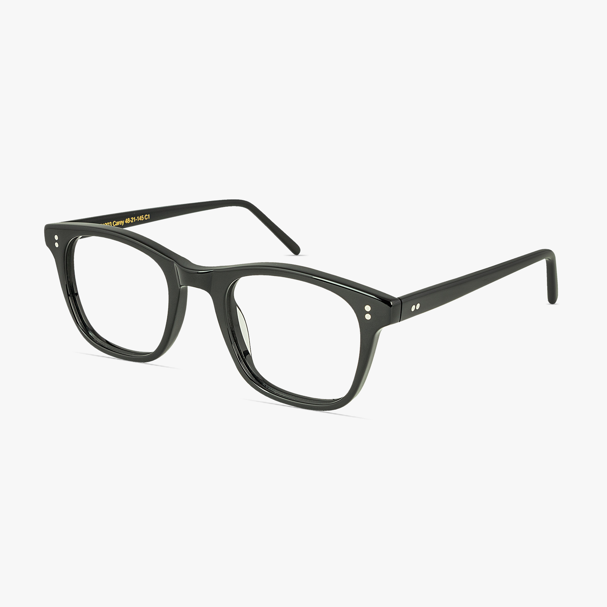 Carey Square Midnight Black Glasses for men and women from FramesFoundry – Angle View