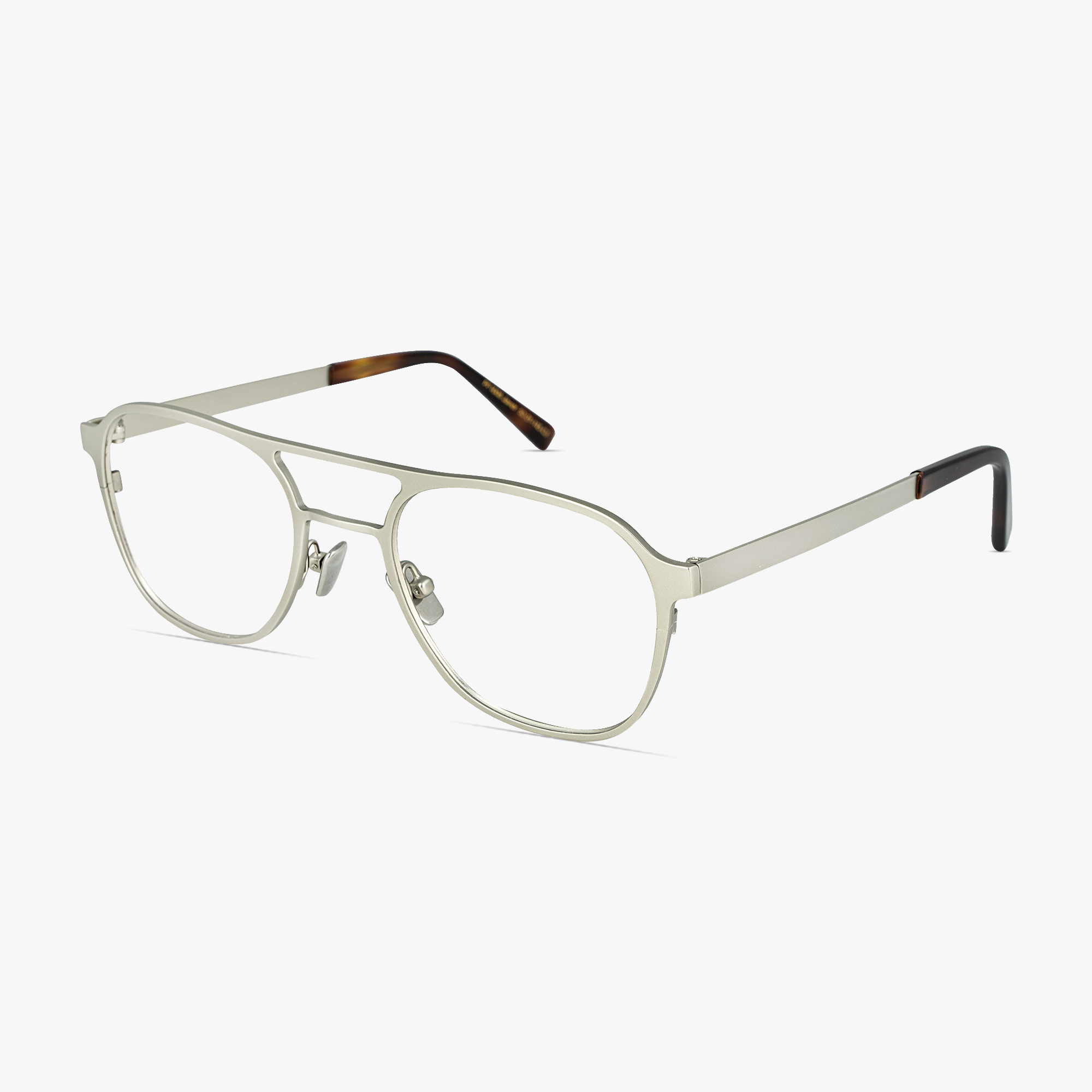 Javier Square Aviator Matt Silver Glasses for men and women from FramesFoundry – Angle View