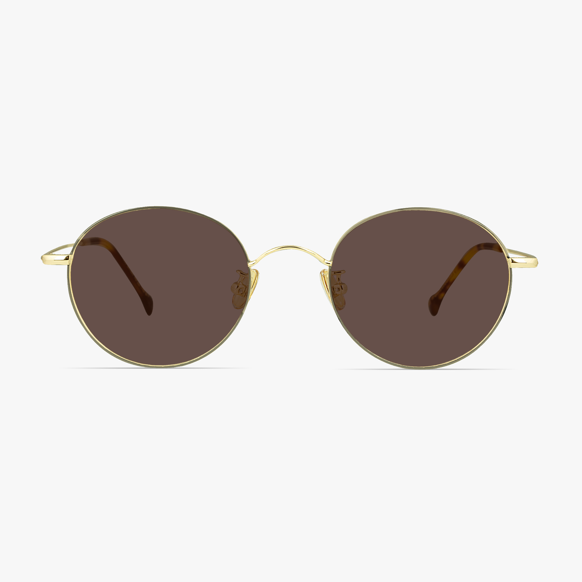Simone Black Gold Round Sunglasses for men and women from FramesFoundry – Front View