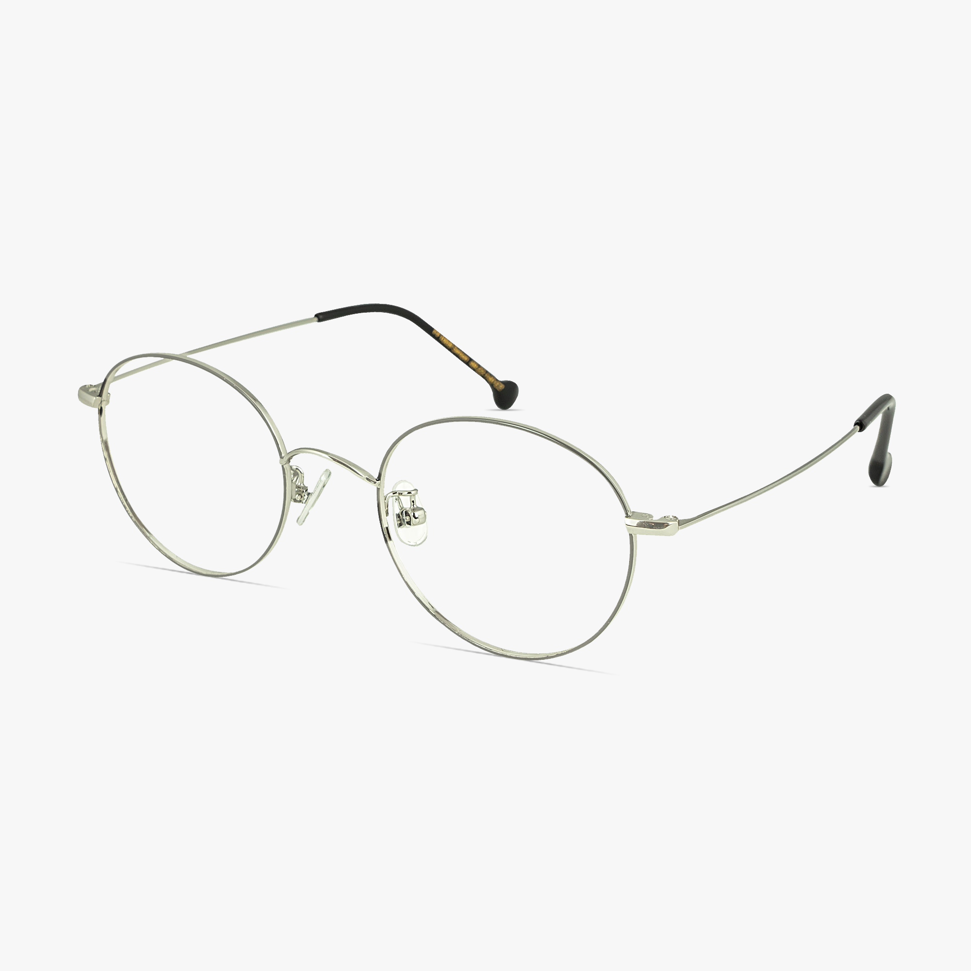 Side View - Simone Black Silver Round Glasses for women from FramesFoundry – Angle View