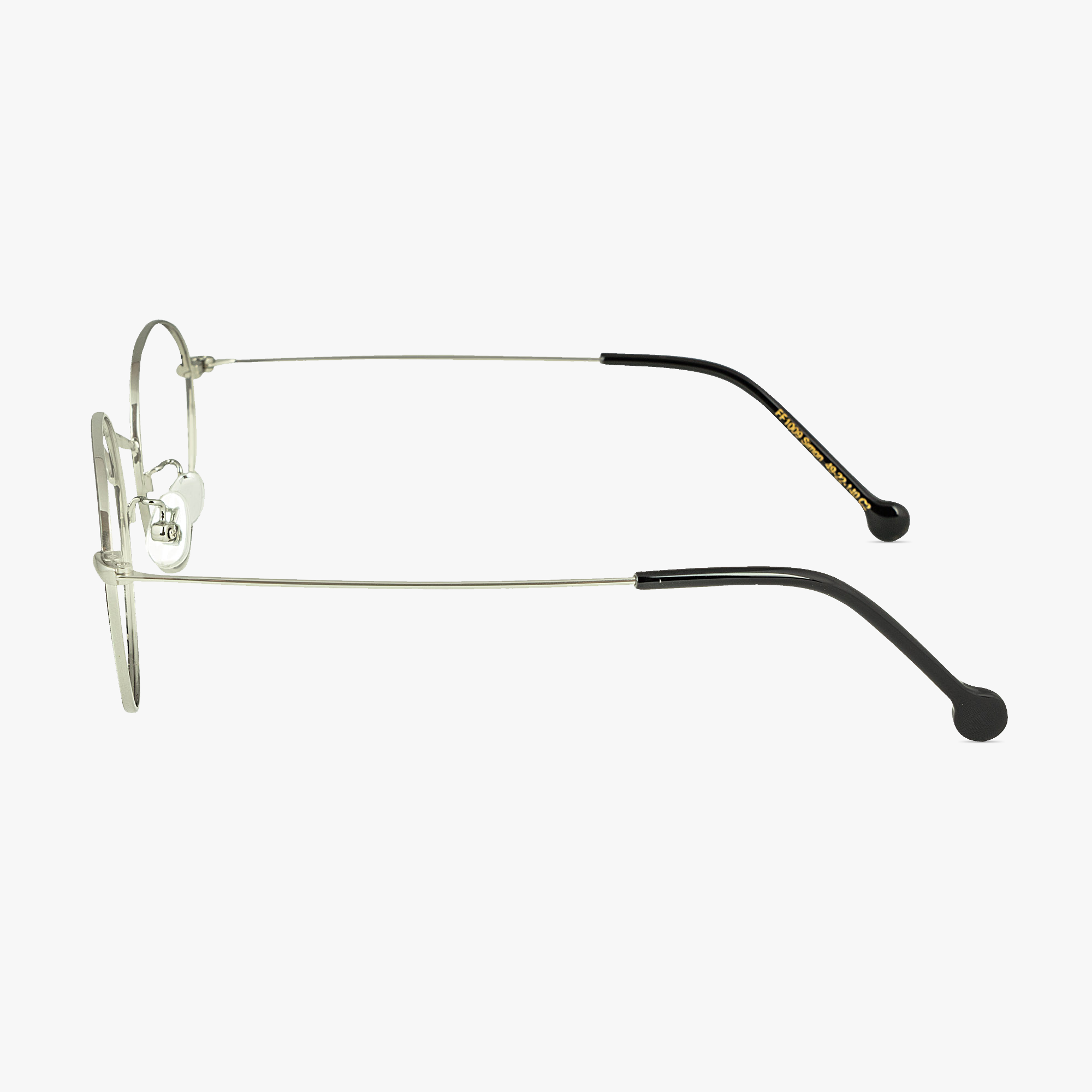 Side View - Simone Black Silver Round Glasses for women from FramesFoundry – Side View