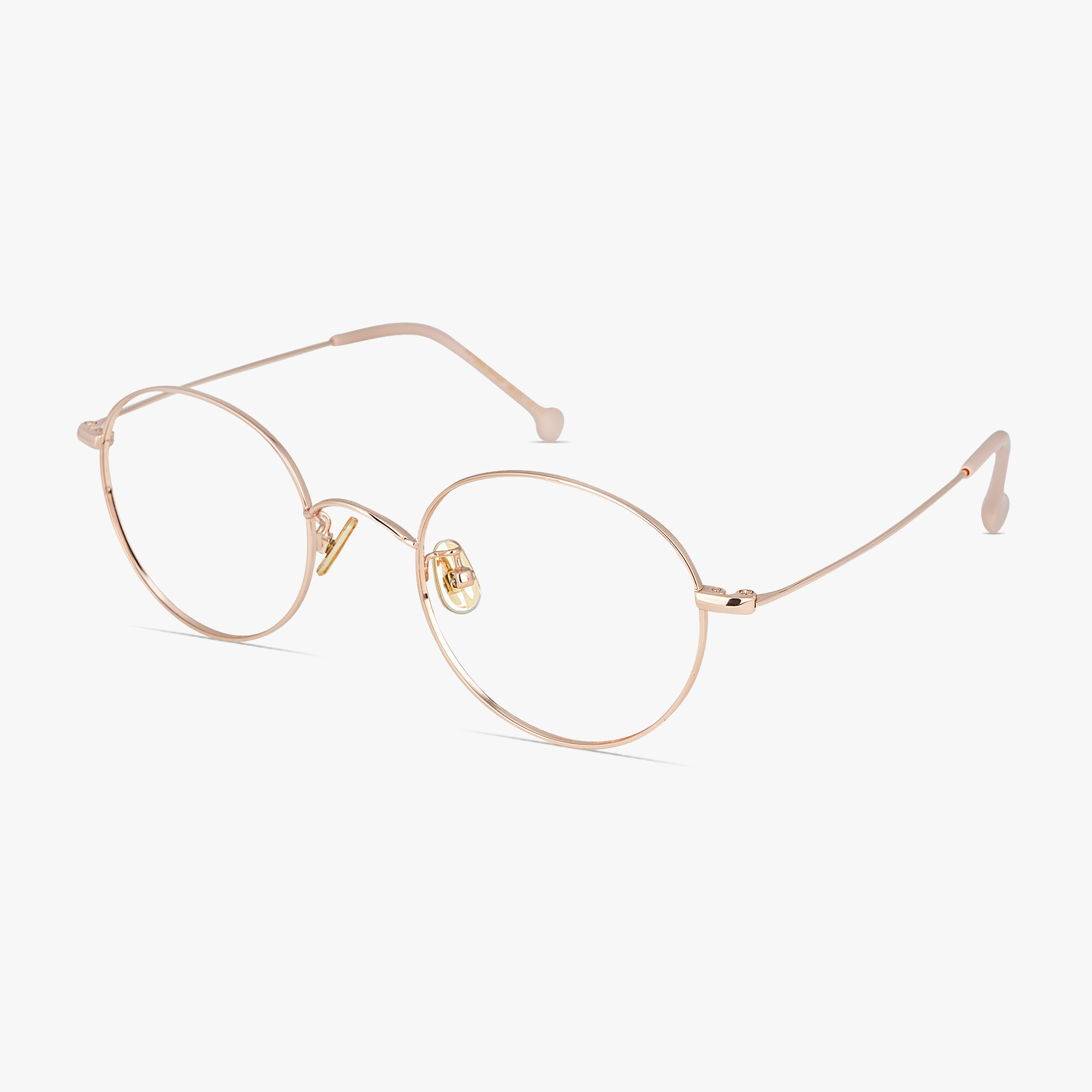 Simone Rose Gold Round Glasses for women from FramesFoundry – Angle View