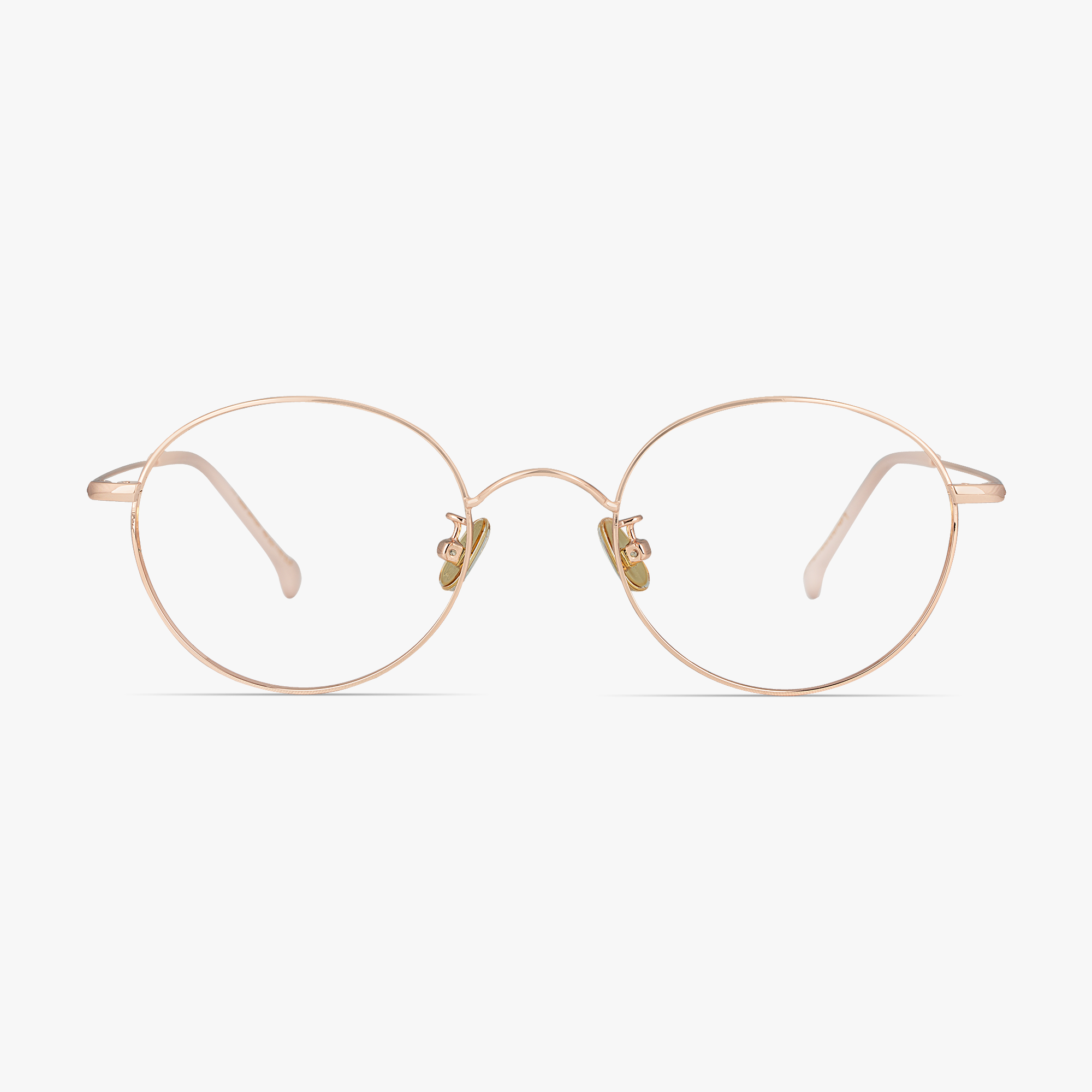 Simone Rose Gold Round Glasses for women from FramesFoundry – Front View