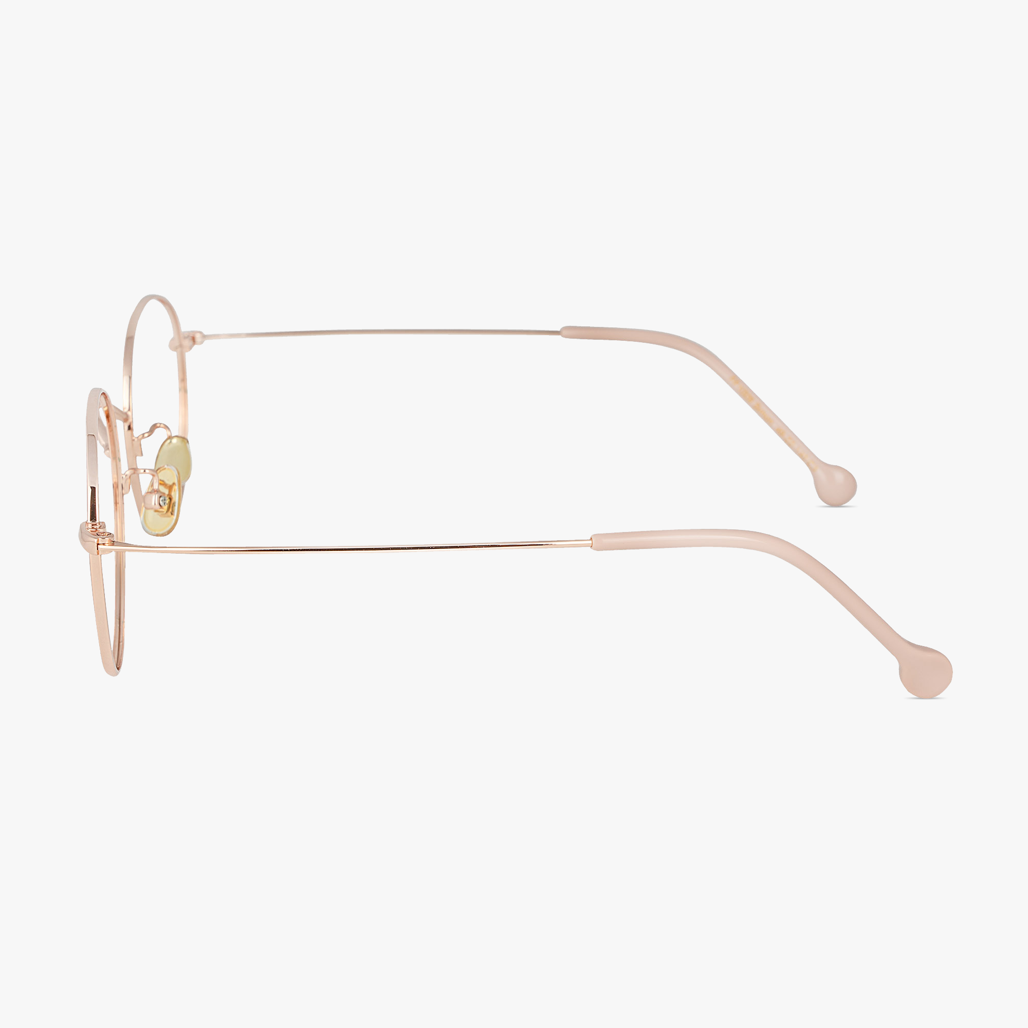 Simone Rose Gold Round Glasses for women from FramesFoundry – Side View