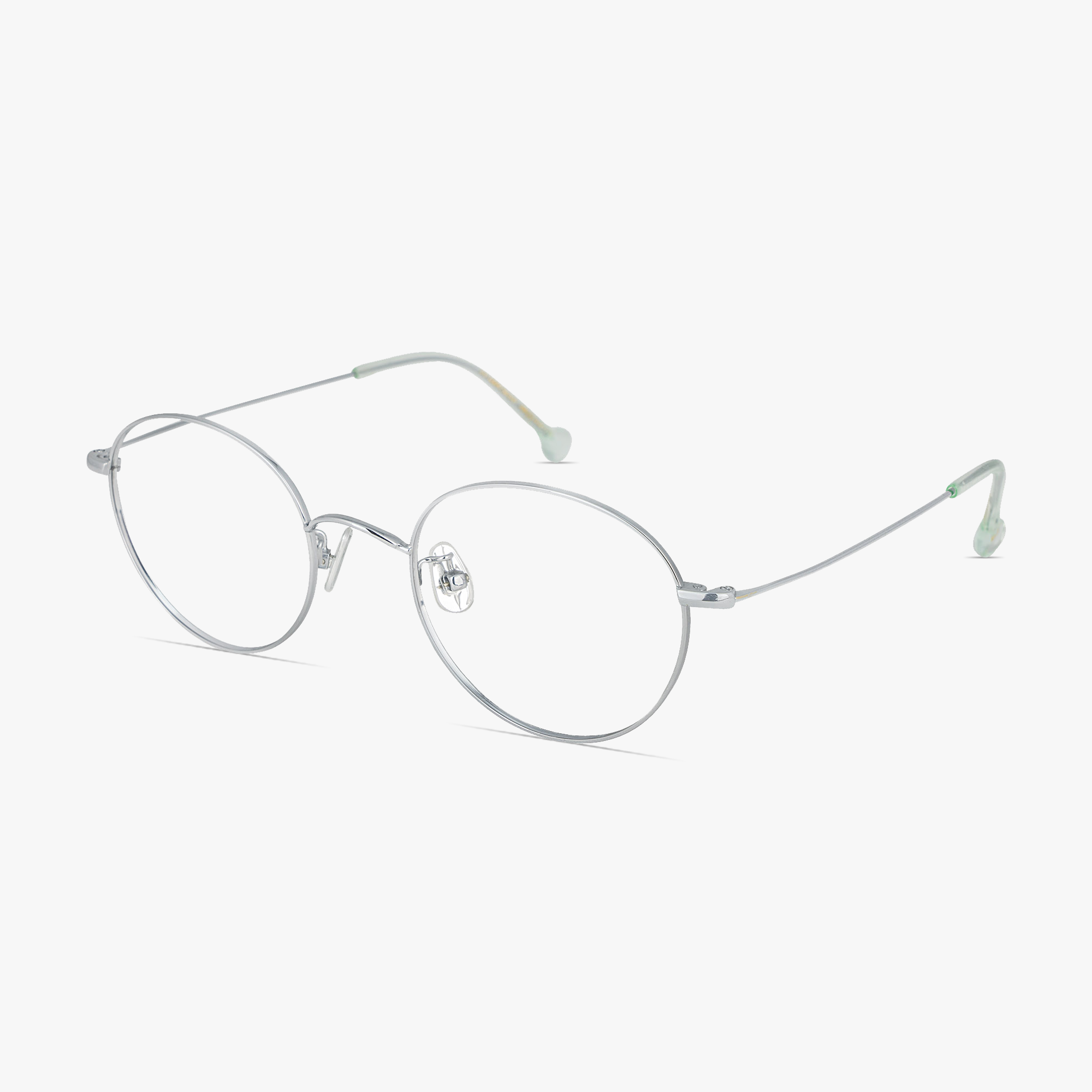 Simone Blue Silver Round Glasses for women from FramesFoundry – Angle View