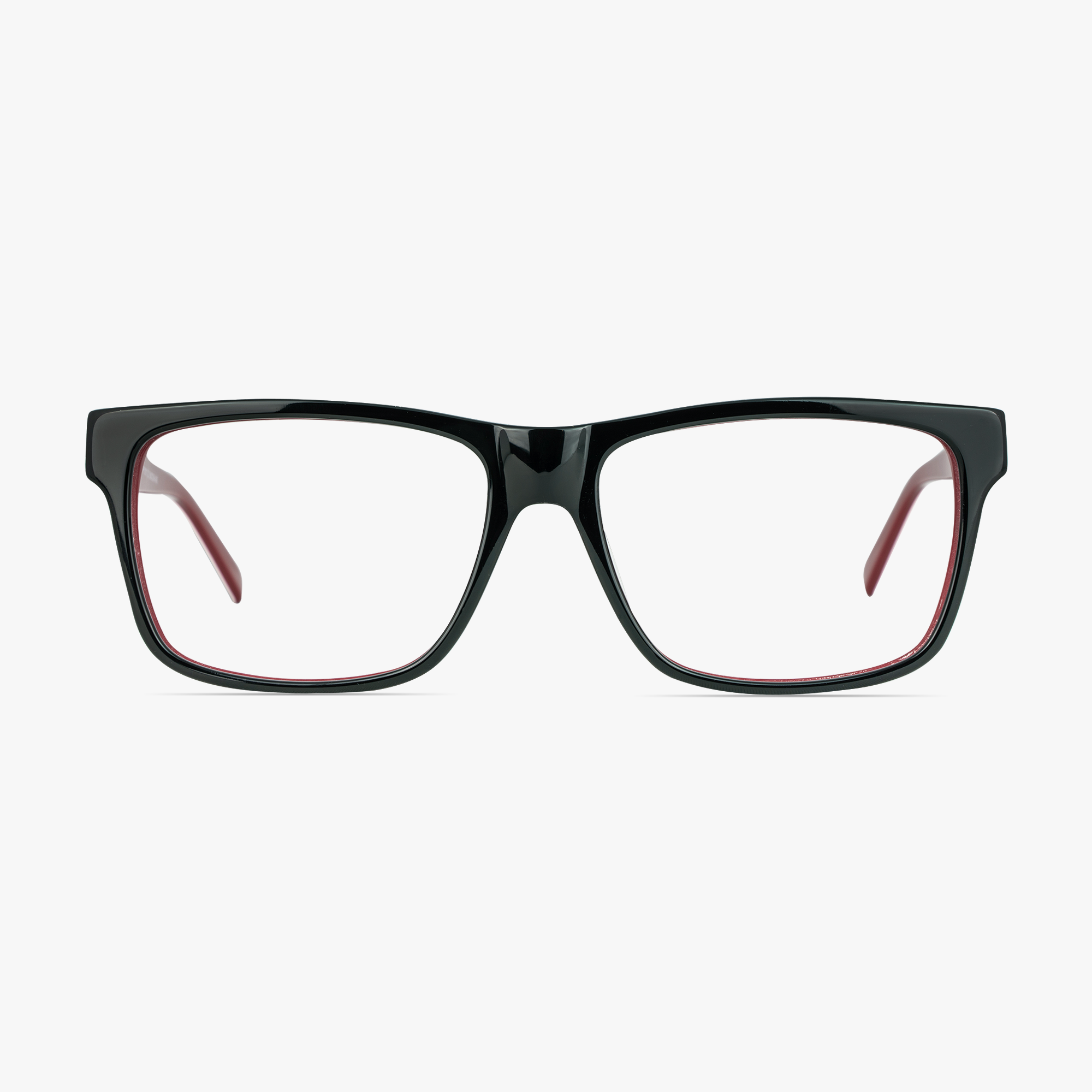 Kem Square Black Red Glasses for men and women from FramesFoundry – Front View