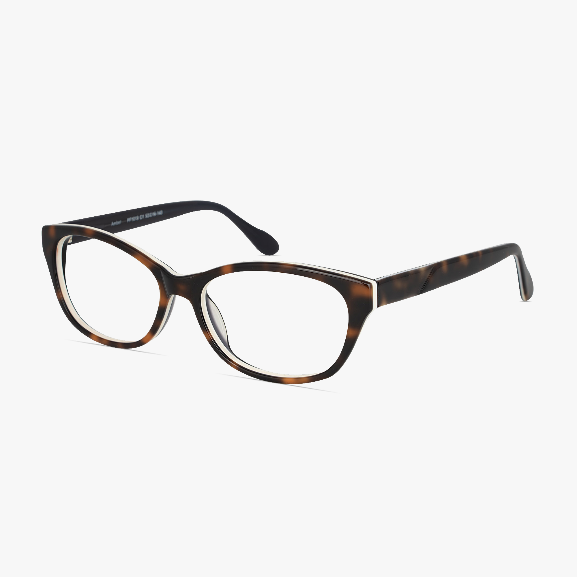 Amber Oval Tortoise Shell White Glasses from Framesfoundry - Angle View