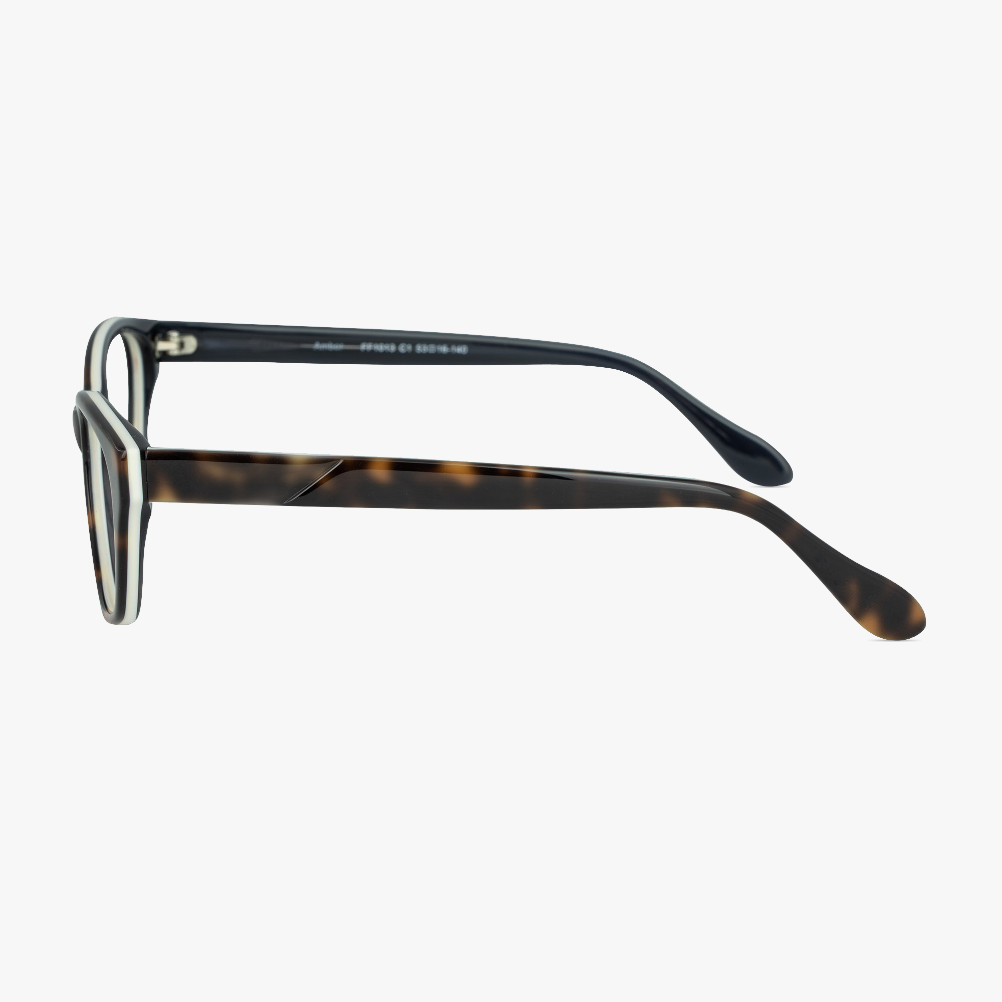 Amber Oval Tortoise Shell White Glasses from Framesfoundry - Side View