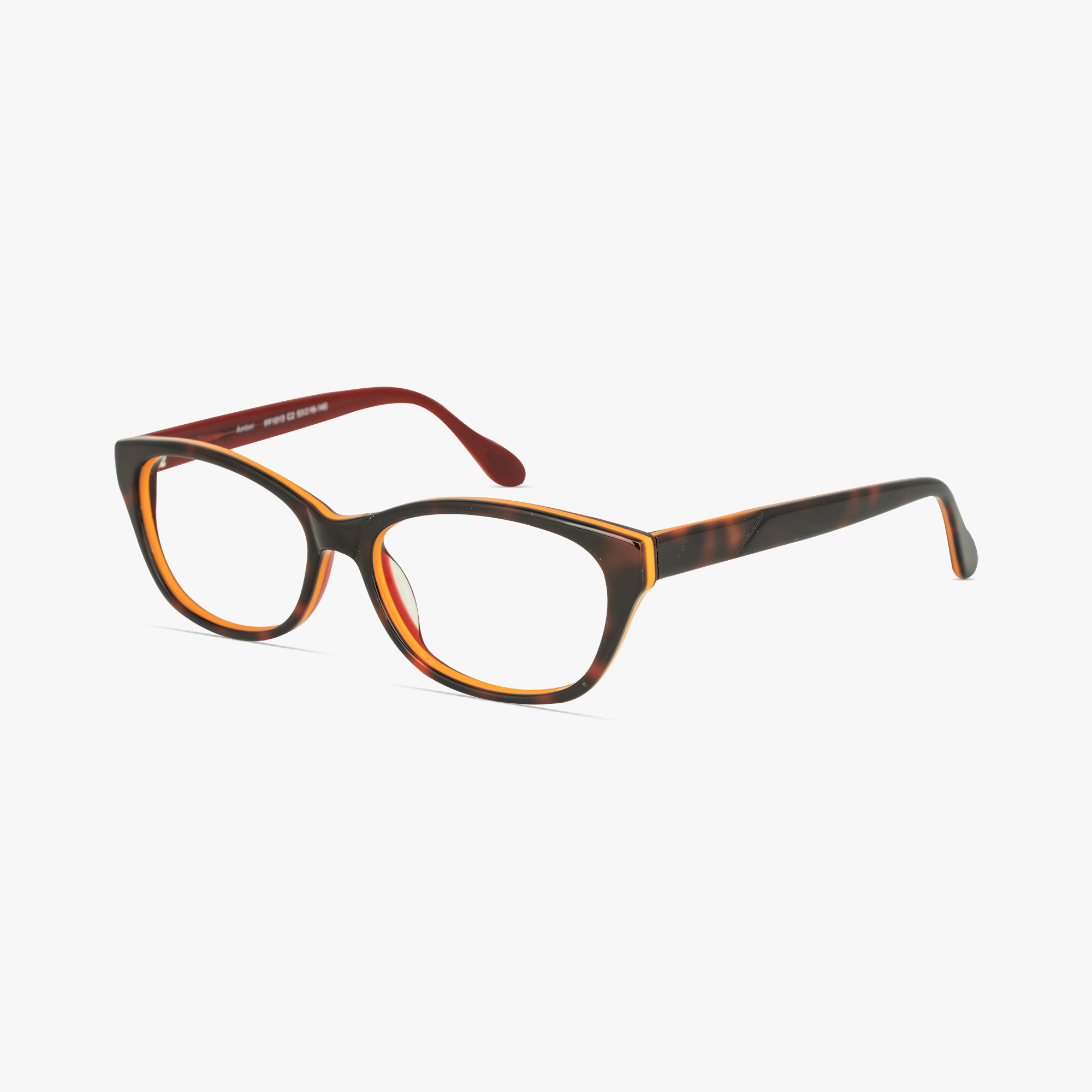 Amber Oval Tortoise Shell Burnt Orange Glasses for women from FramesFoundry - Angle View
