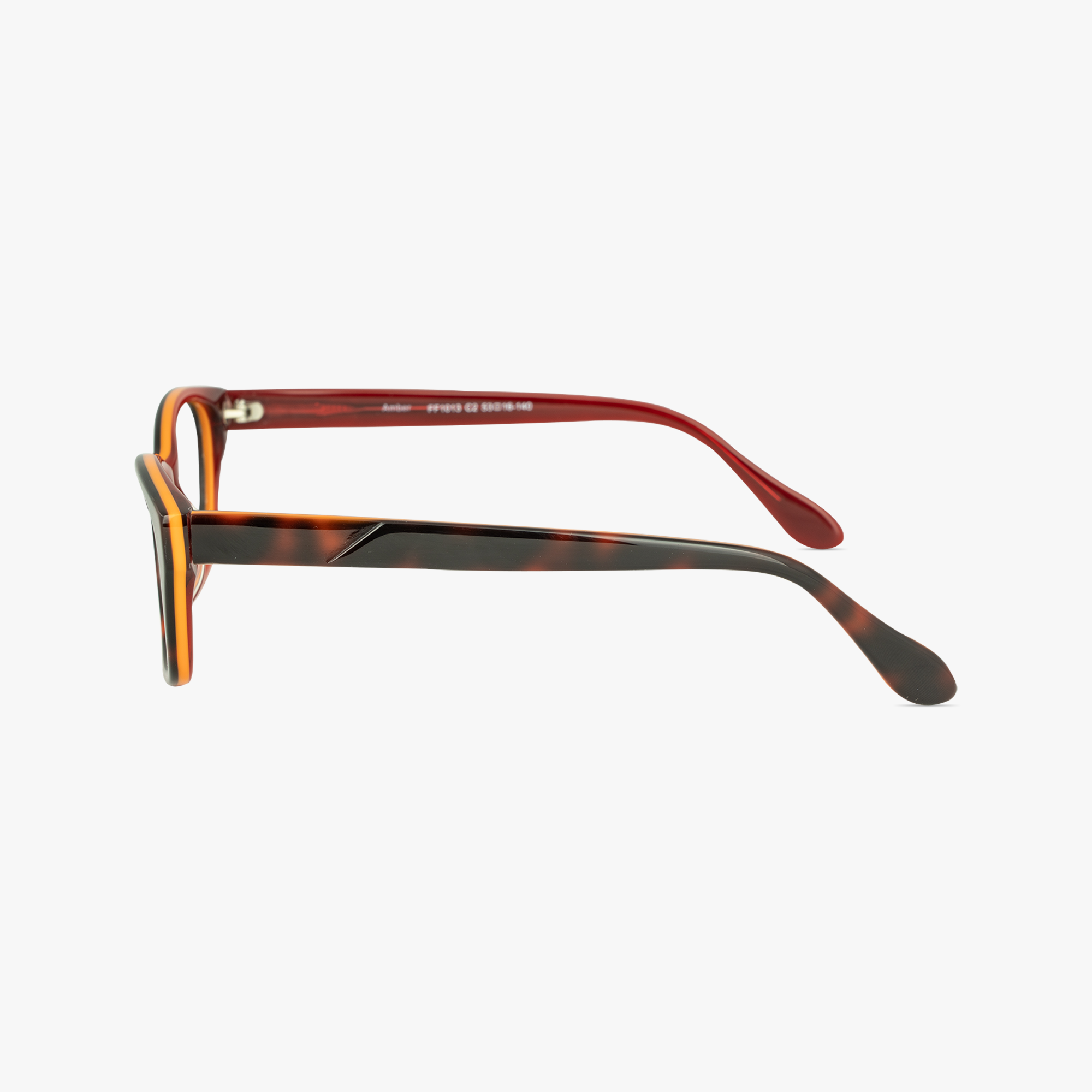 Amber Oval Tortoise Shell Burnt Orange Glasses for women from FramesFoundry - Side View