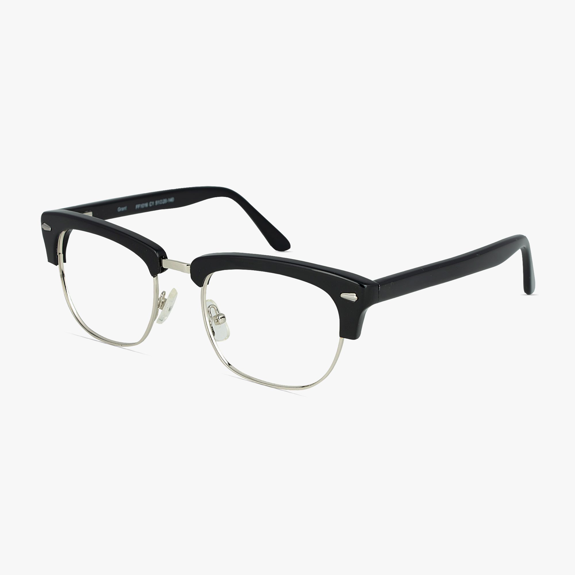 Grant Retro Black Silver Glasses for Men by Framesfoundry - Angle View