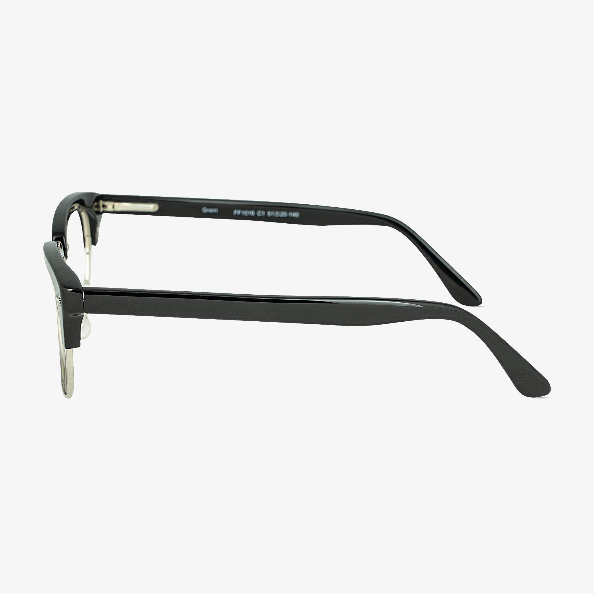 Grant Retro Black Silver Glasses for Men by Framesfoundry - Side View