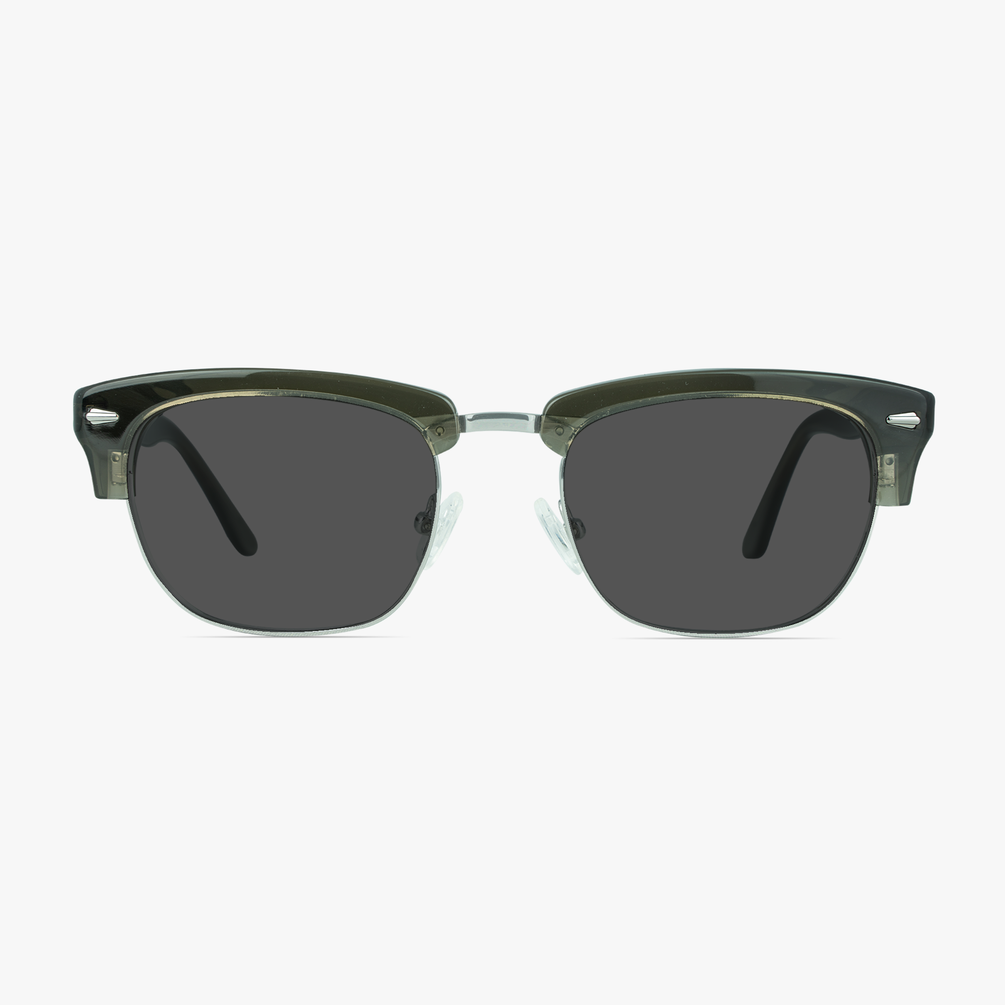 Grant Retro Gunmetal Mixed Material Sunglasses for Men by Framesfoundry - Front View