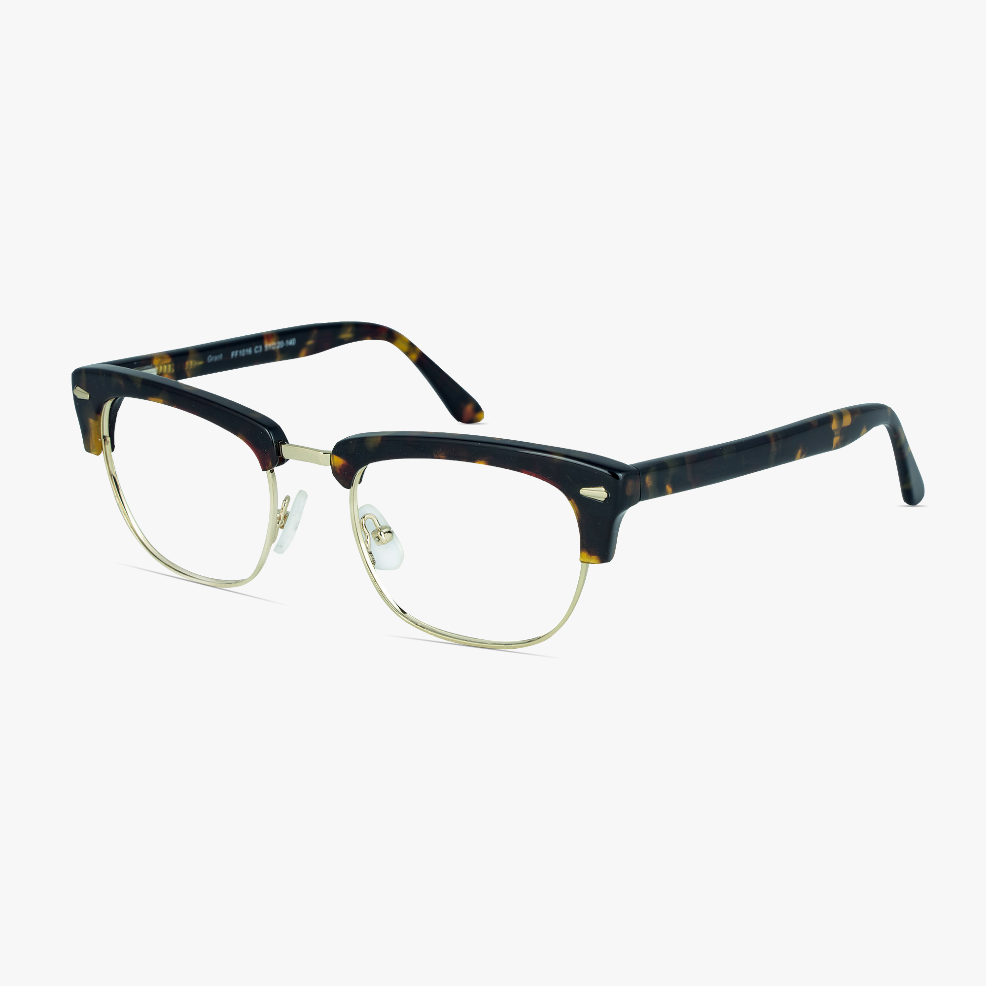 Grant Retro Tortoise Shell Mixed Material Glasses for Men by Framesfoundry - Angle View