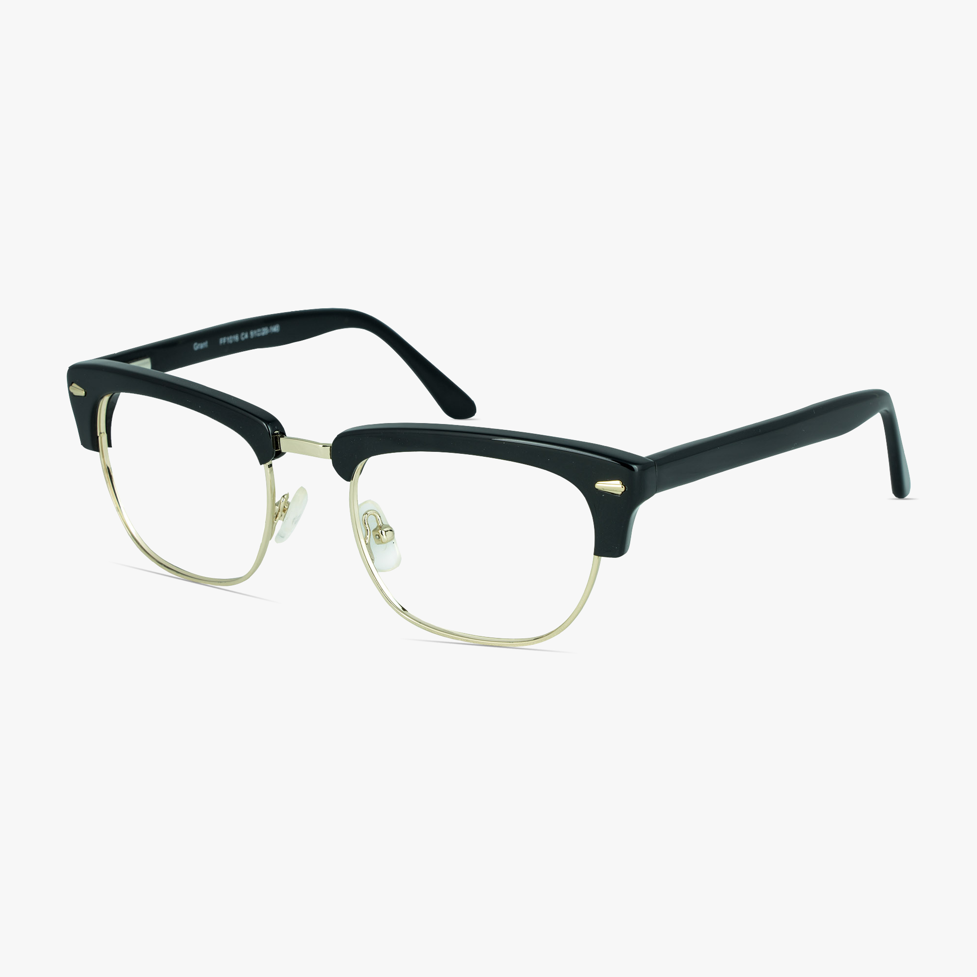 Grant Retro Black Gold Mixed Material Glasses for Men by Framesfoundry - Angle View