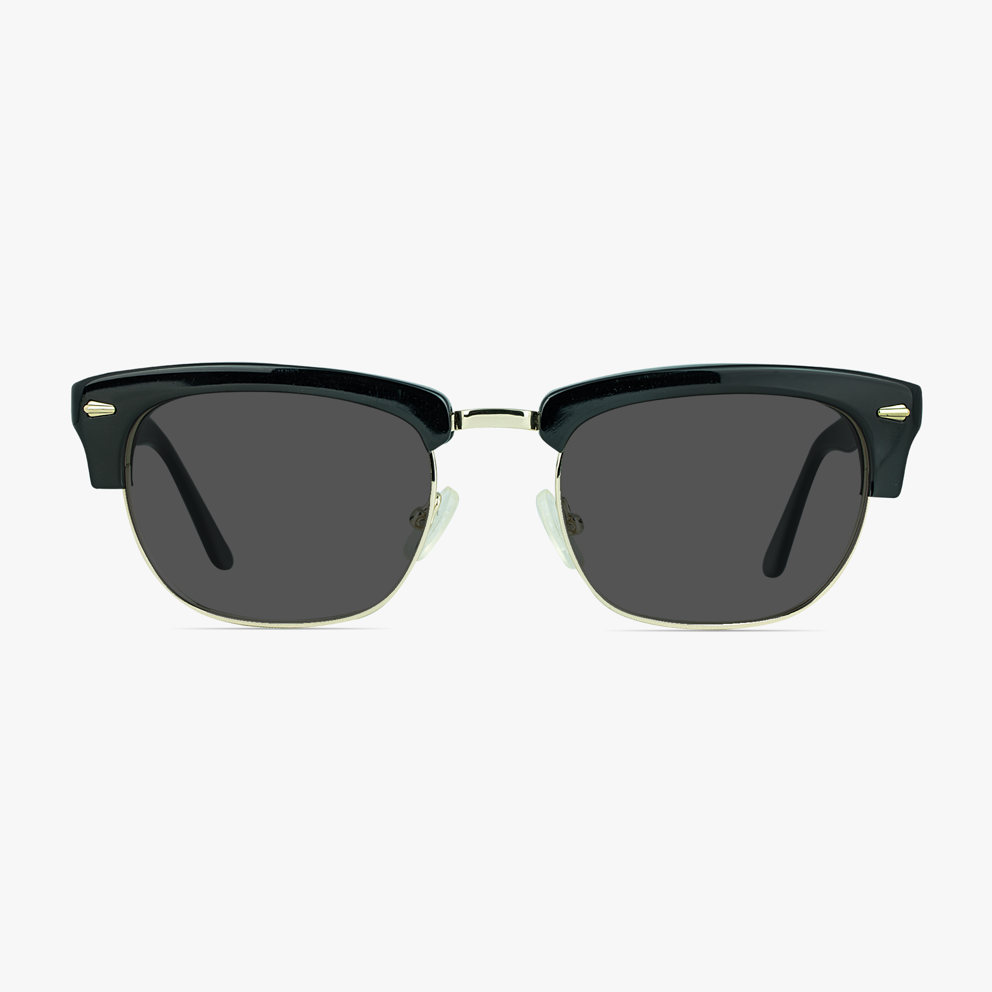 Grant Retro Black Gold Mixed Material Sunglasses for Men by Framesfoundry - Front View