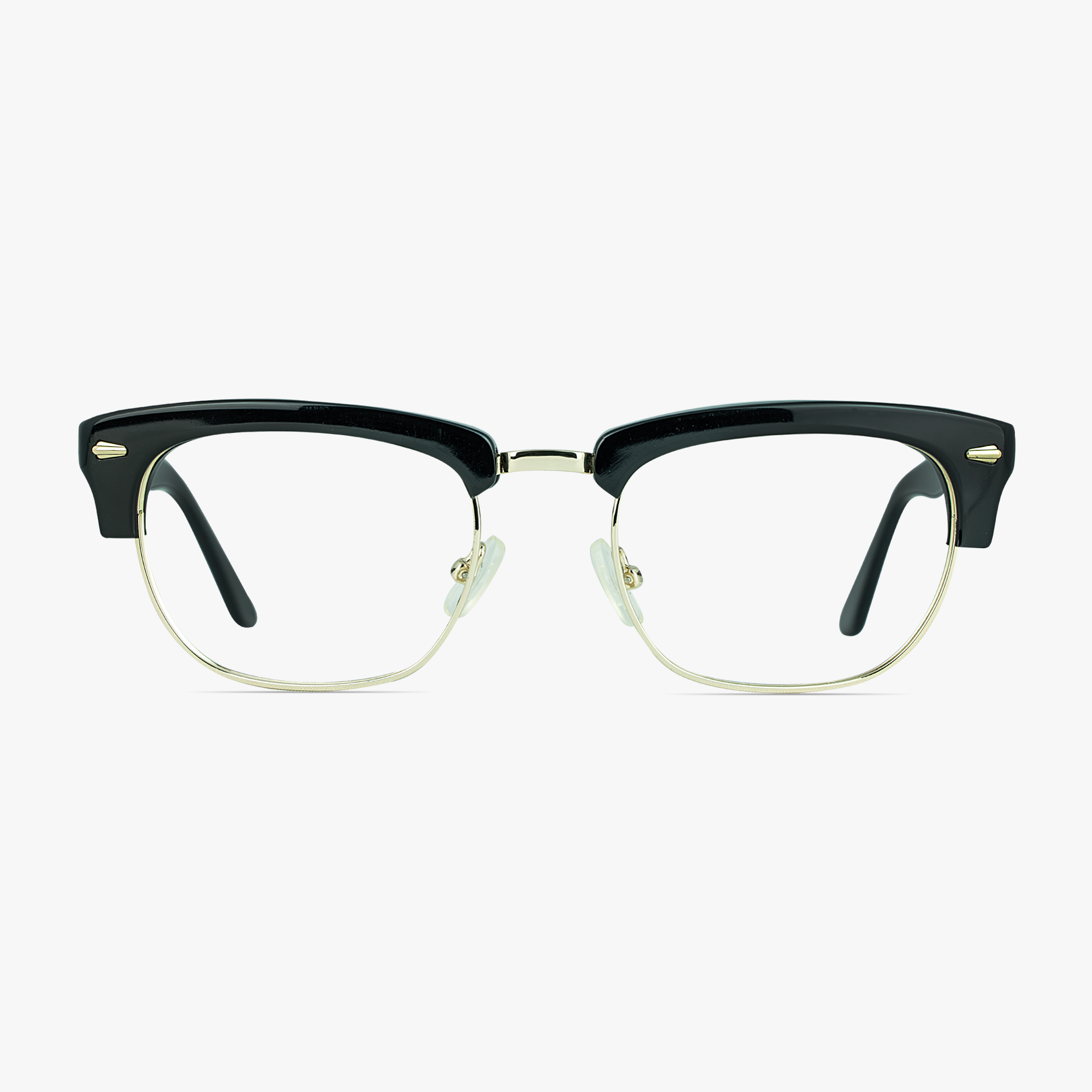 Grant Retro Black Gold Mixed Material Glasses for Men by Framesfoundry - Front View