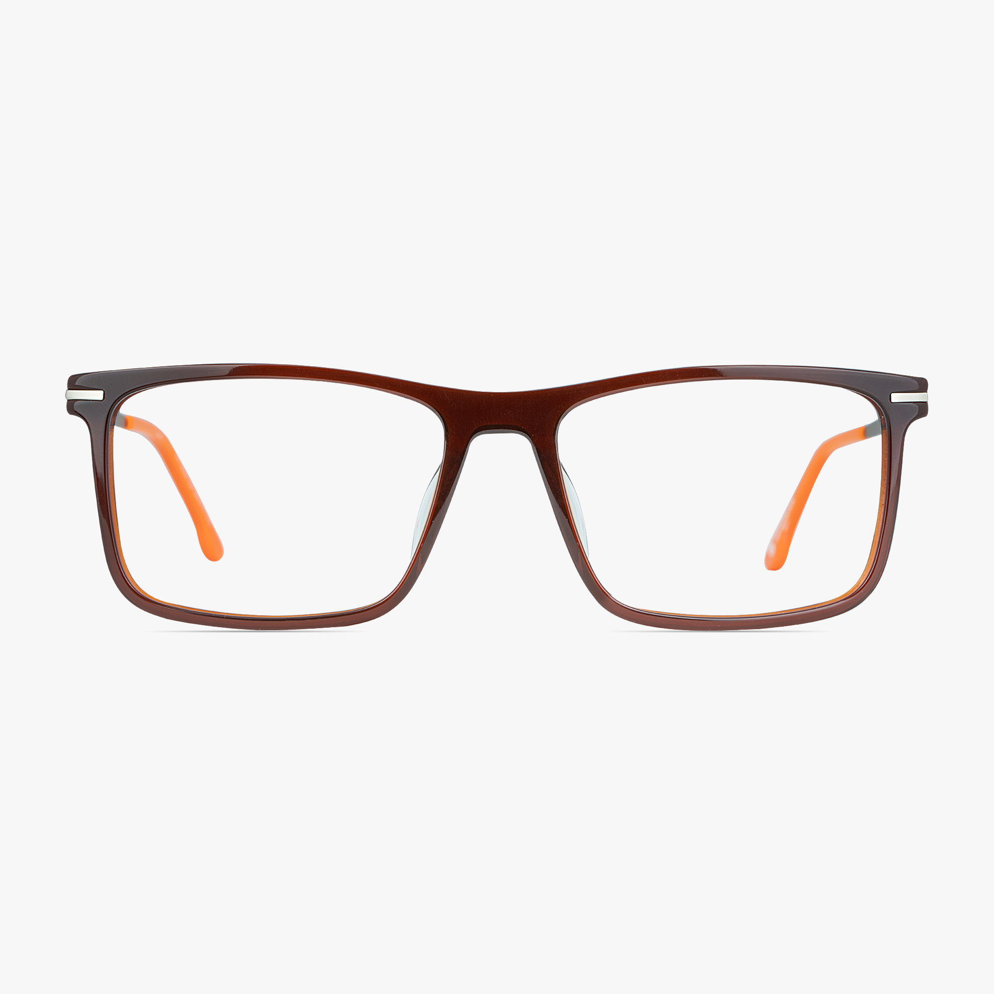 Dean Rectangular Brown Mixed Material Glasses for Men From Framesfoundry - Front View