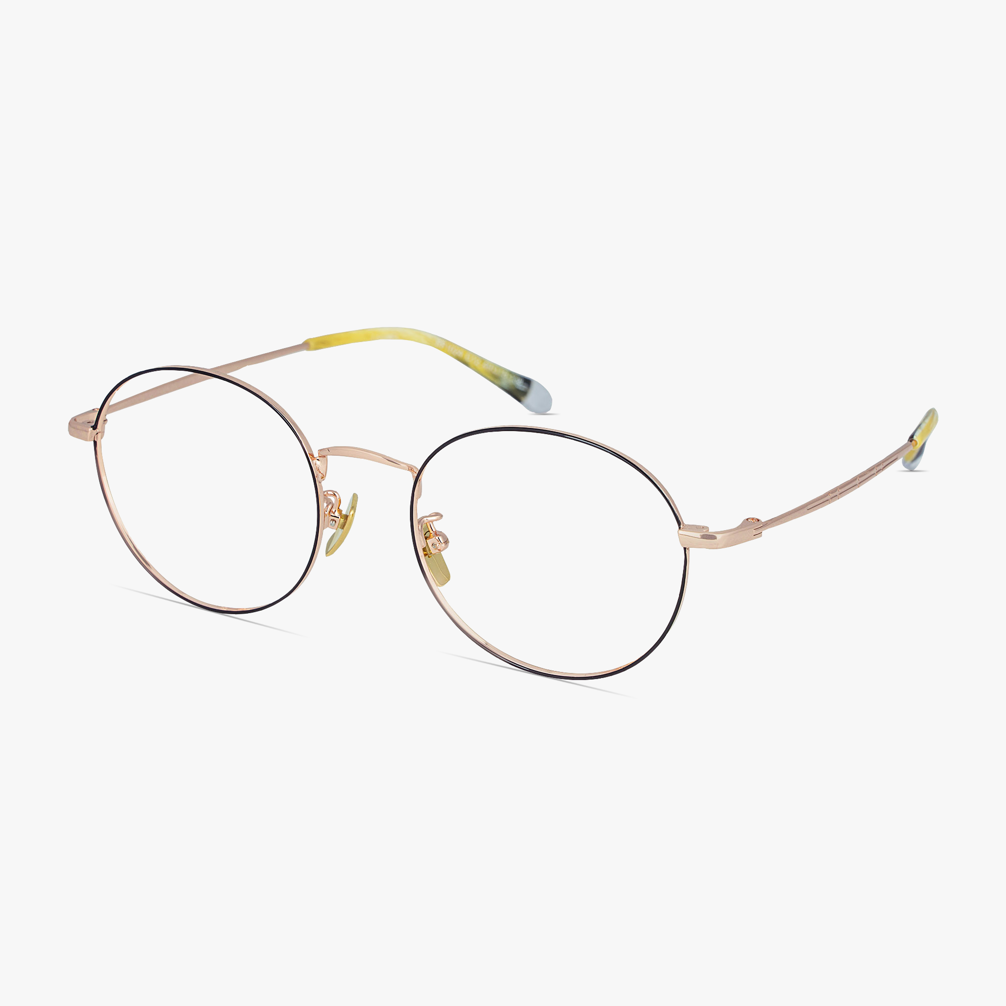 Lenon Black Rose Gold Round Titanium Glasses for Men and Women from Framesfoundry - Angle View