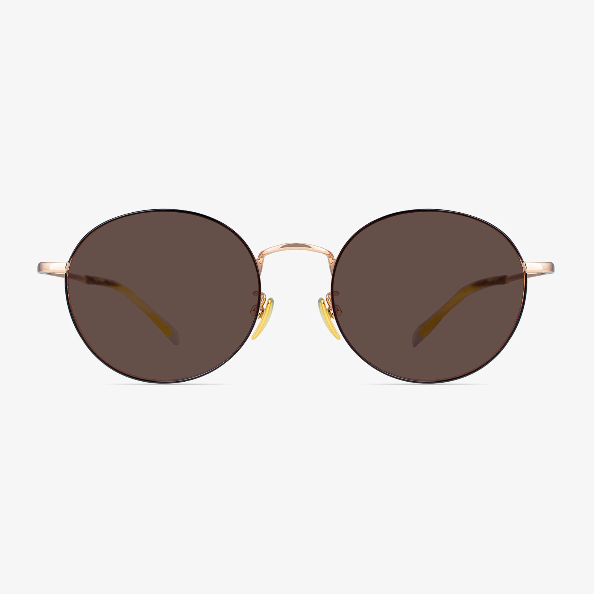 Lenon Black Rose Gold Round Titanium Sunglasses for Men and Women from Framesfoundry - Front View