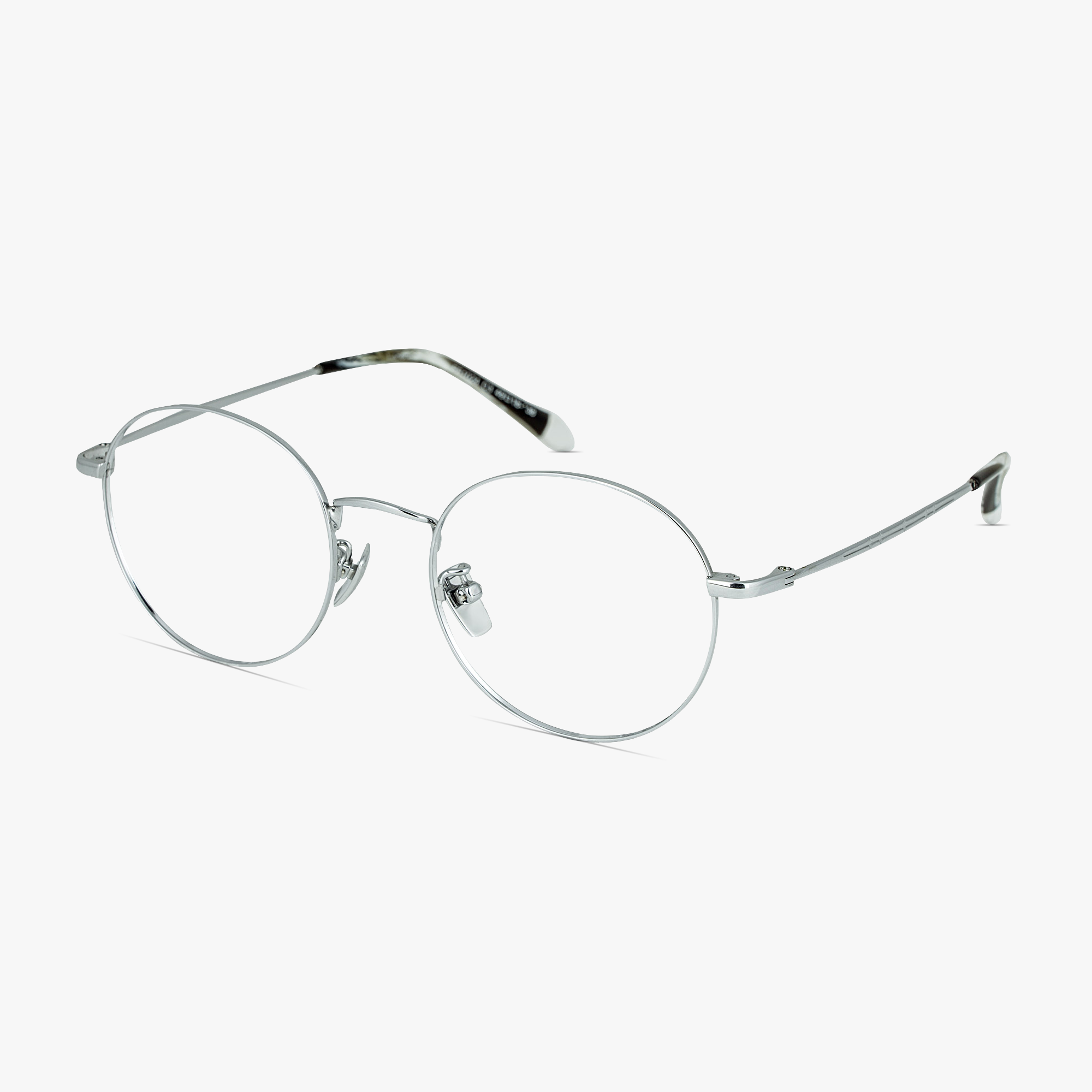 Lenon Silver Round Titanium Glasses for Men and Women from Framesfoundry - Angle View
