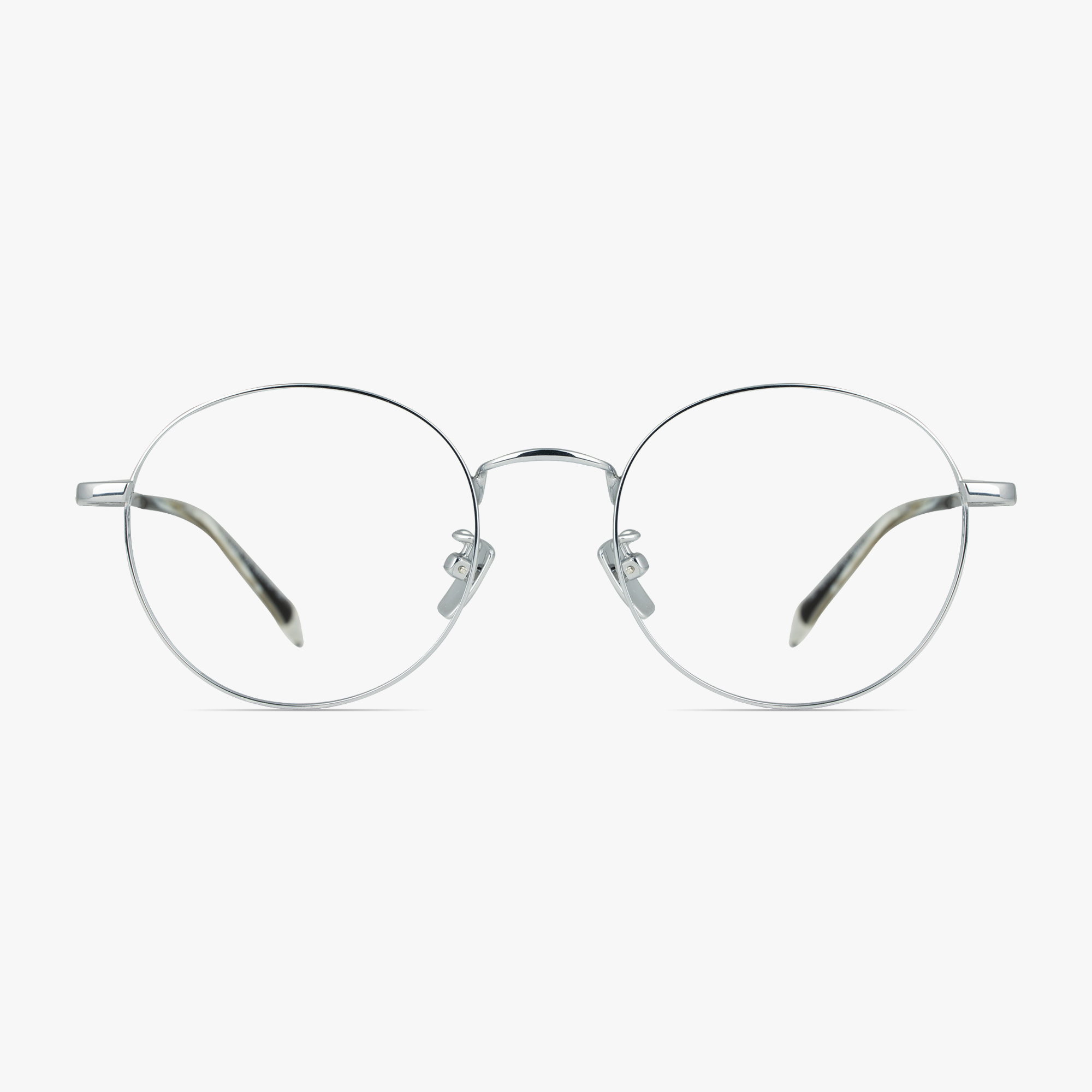 Lenon Silver Round Titanium Glasses for Men and Women from Framesfoundry - Front View