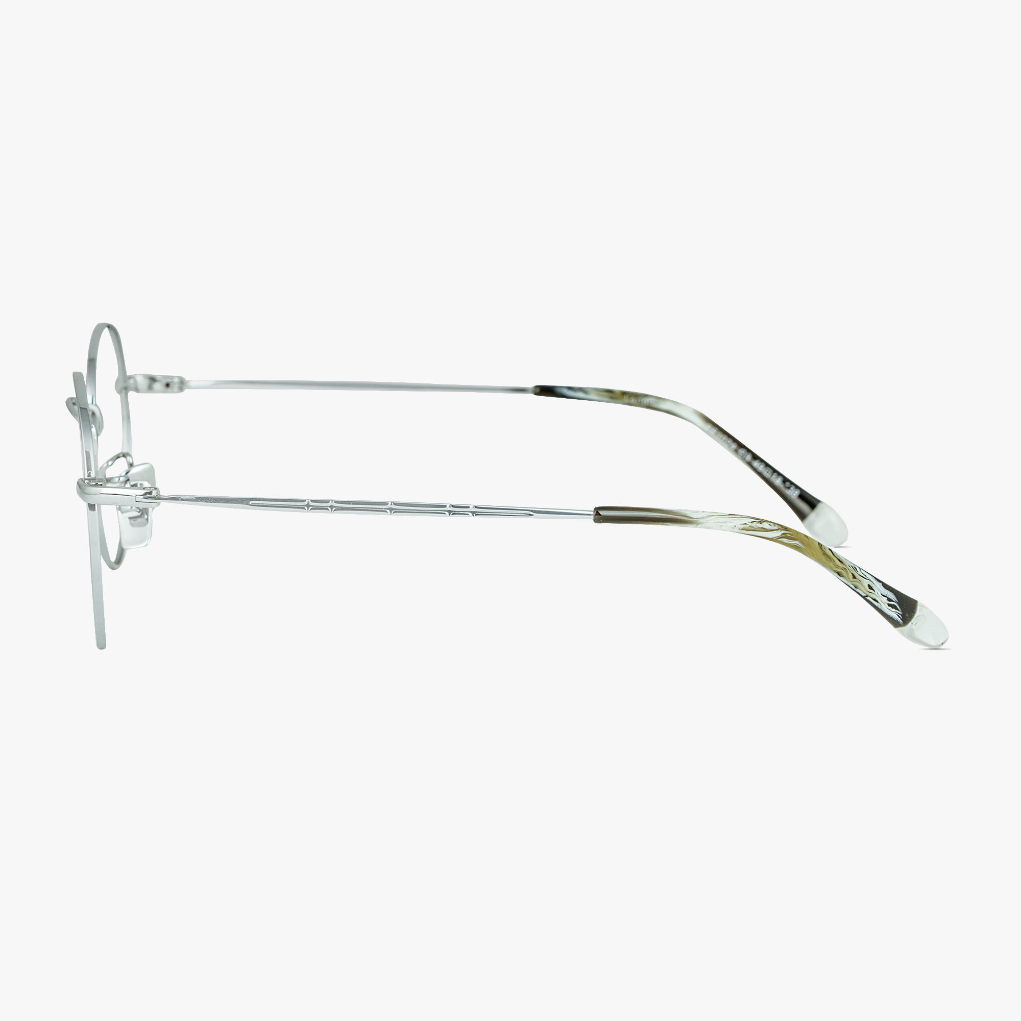 Lenon Silver Round Titanium Glasses for Men and Women from Framesfoundry - Side View