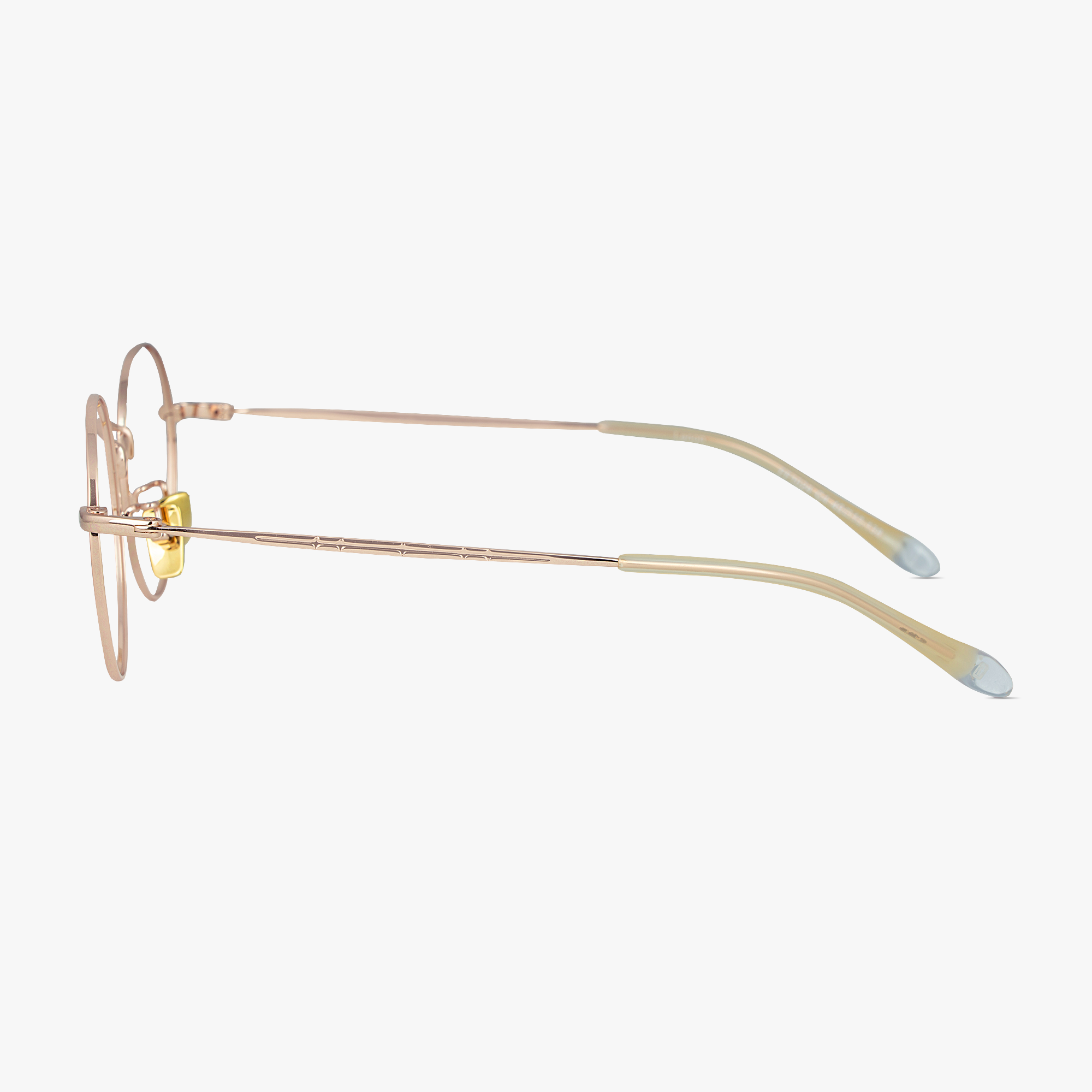 Lenon Rose Gold Round Titanium Glasses for Men and Women from Framesfoundry - Side View