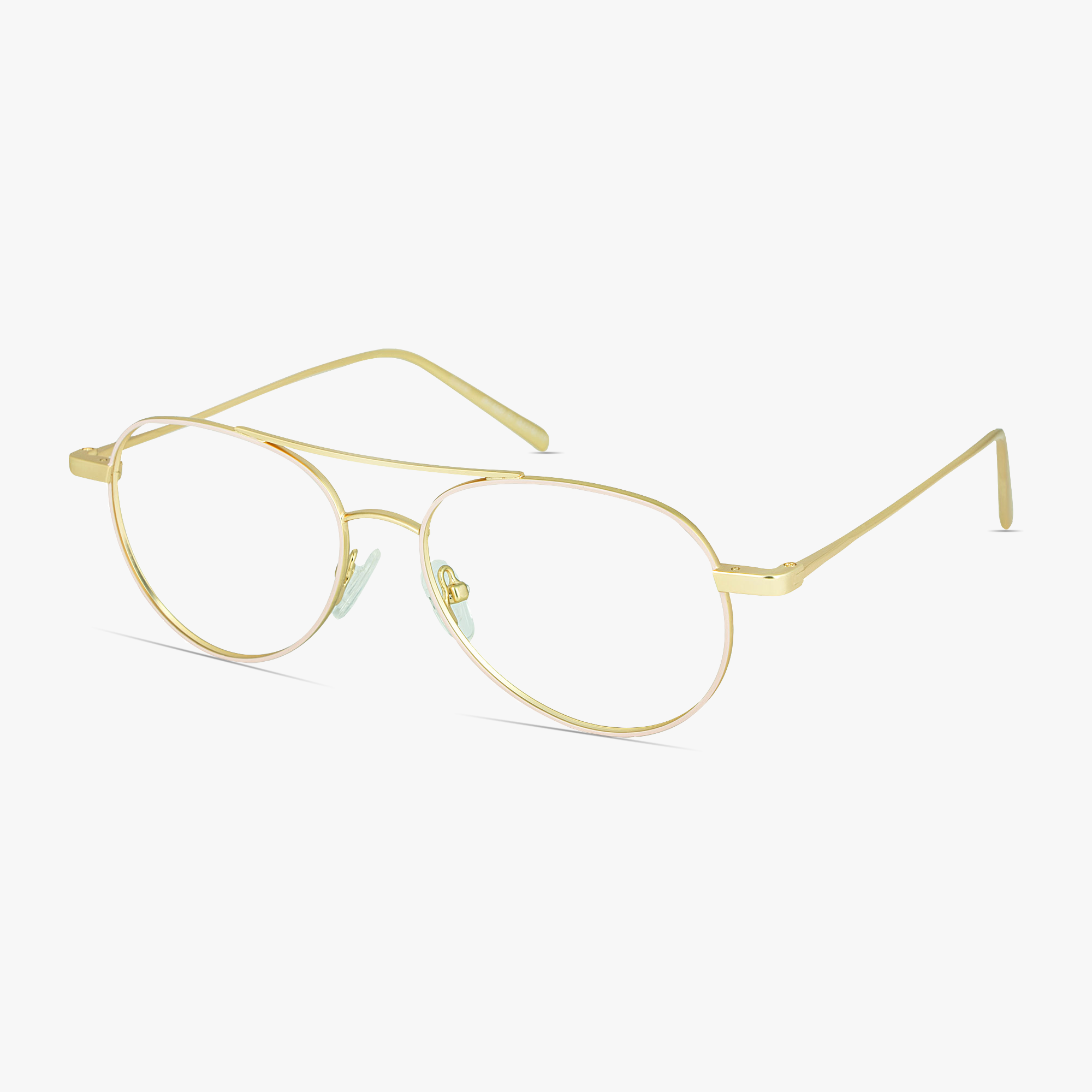 Cruise Pink Gold Aviator Stainless Steel Glasses for Men or Women by Framesfoundry - Angle View