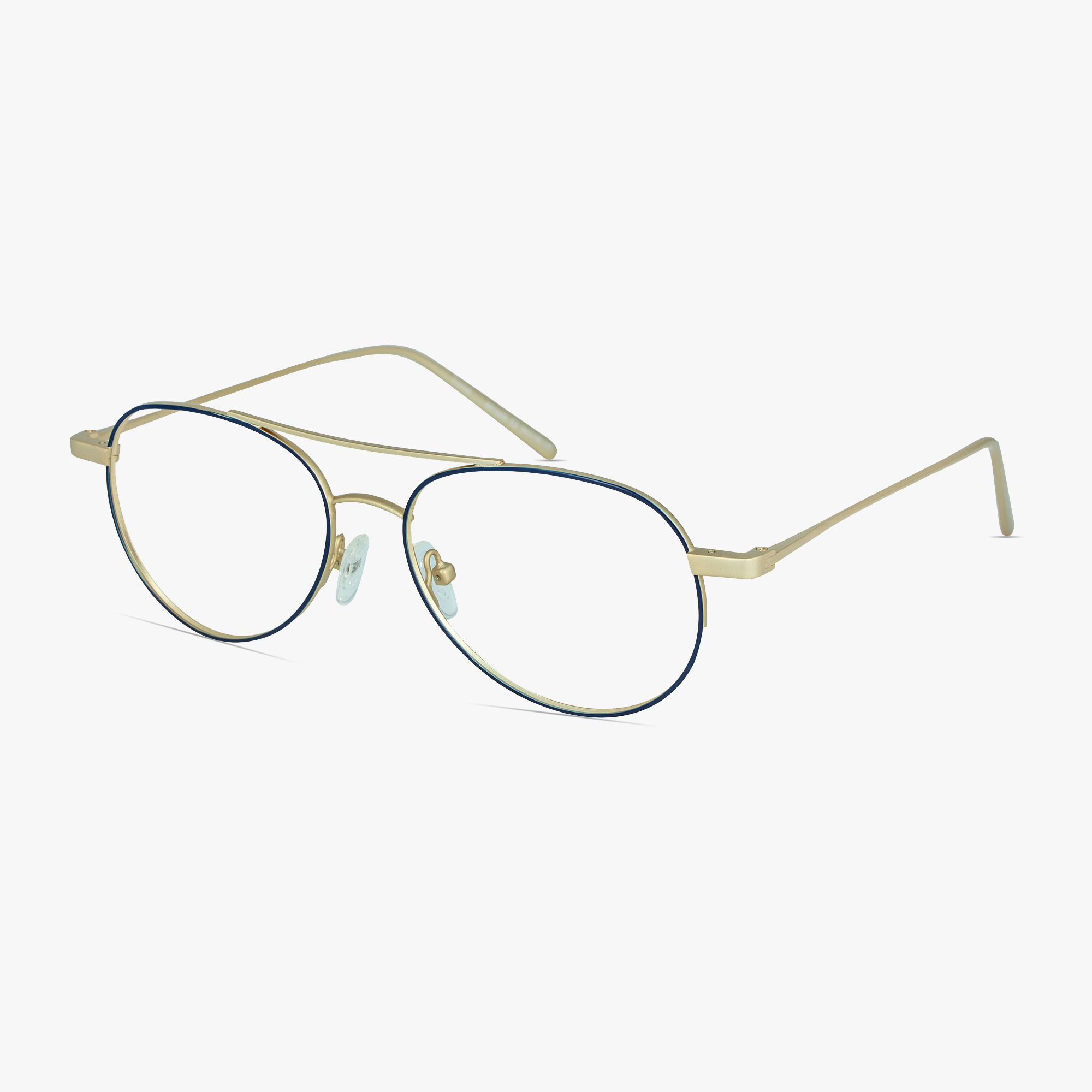 Cruise Navy Dull Gold Aviator Stainless Steel Glasses for Men or Women by Framesfoundry - Angle View