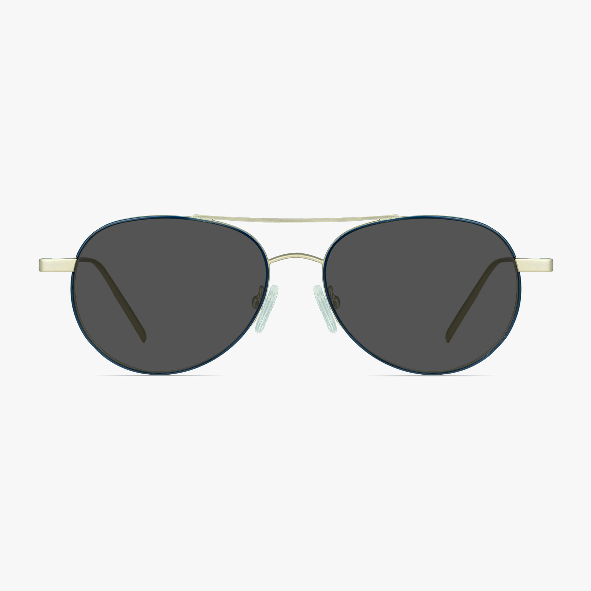 Cruise Navy Dull Gold Aviator Stainless Steel Sunglasses for Men or Women by Framesfoundry - Front View