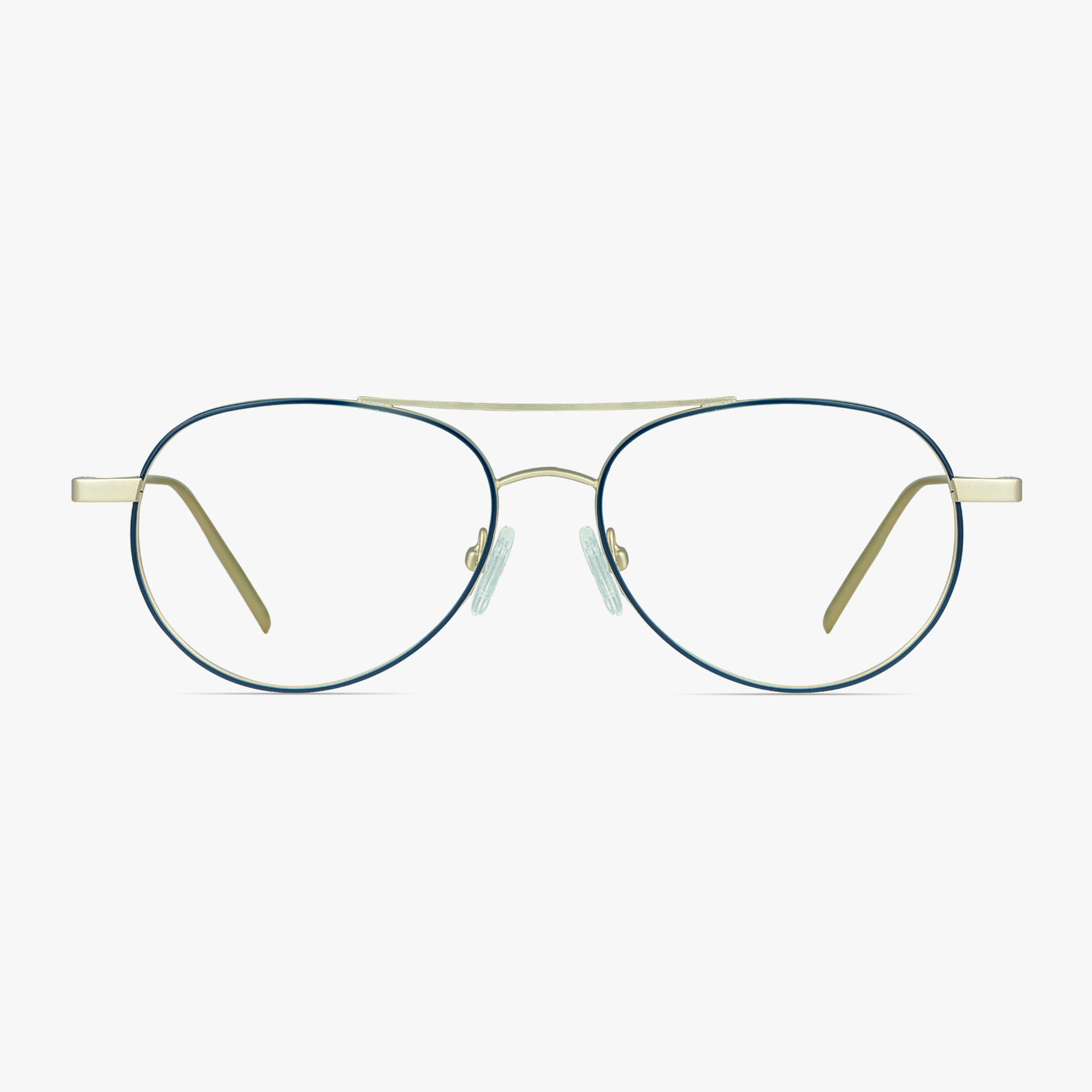 Cruise Navy Dull Gold Aviator Stainless Steel Glasses for Men or Women by Framesfoundry - Front View