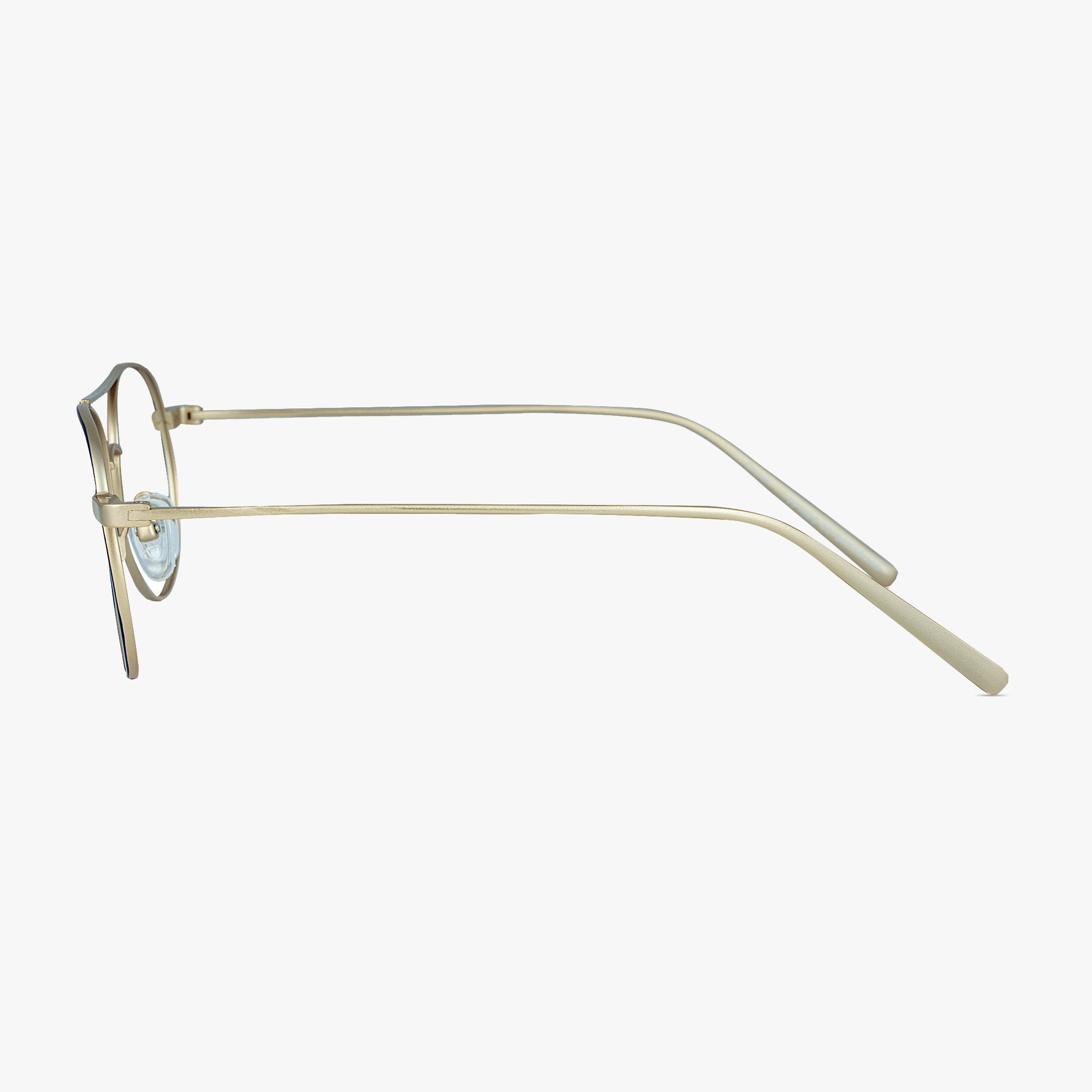 Cruise Navy Dull Gold Aviator Stainless Steel Glasses for Men or Women by Framesfoundry - Side View