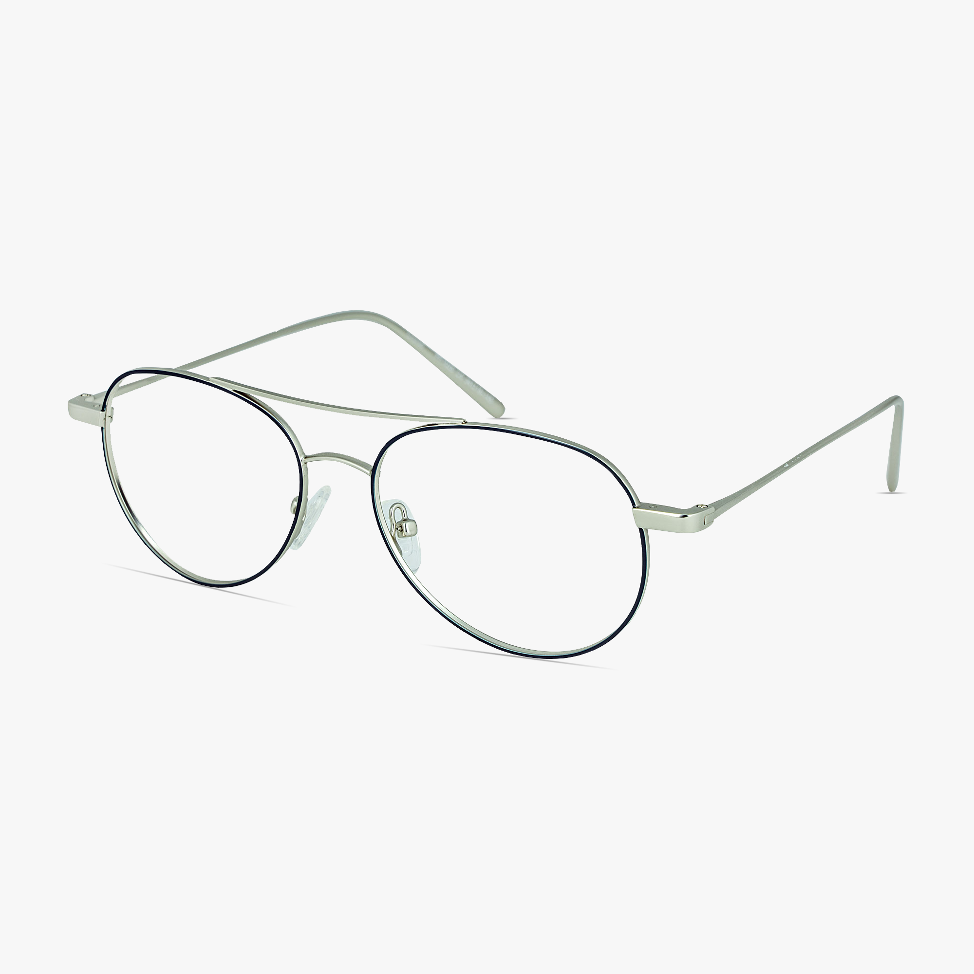 Cruise Navy Silver Aviator Stainless Steel Glasses for Men or Women by Framesfoundry - Angle View