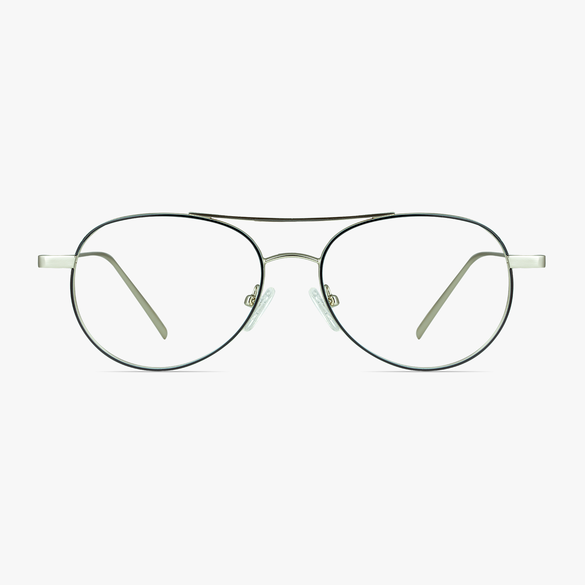 Cruise Navy Silver Aviator Stainless Steel Glasses for Men or Women by Framesfoundry - Front View
