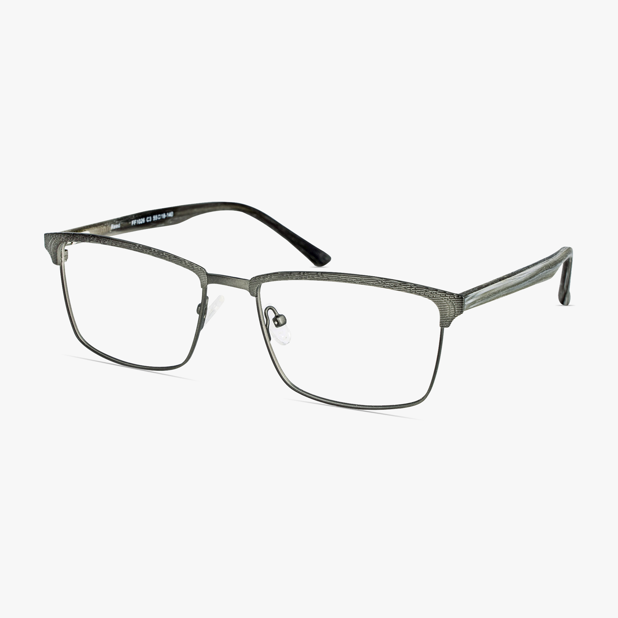 Reed Gunmetal Stainless Steel Glasses for Men from Framesfoundry - Angle View