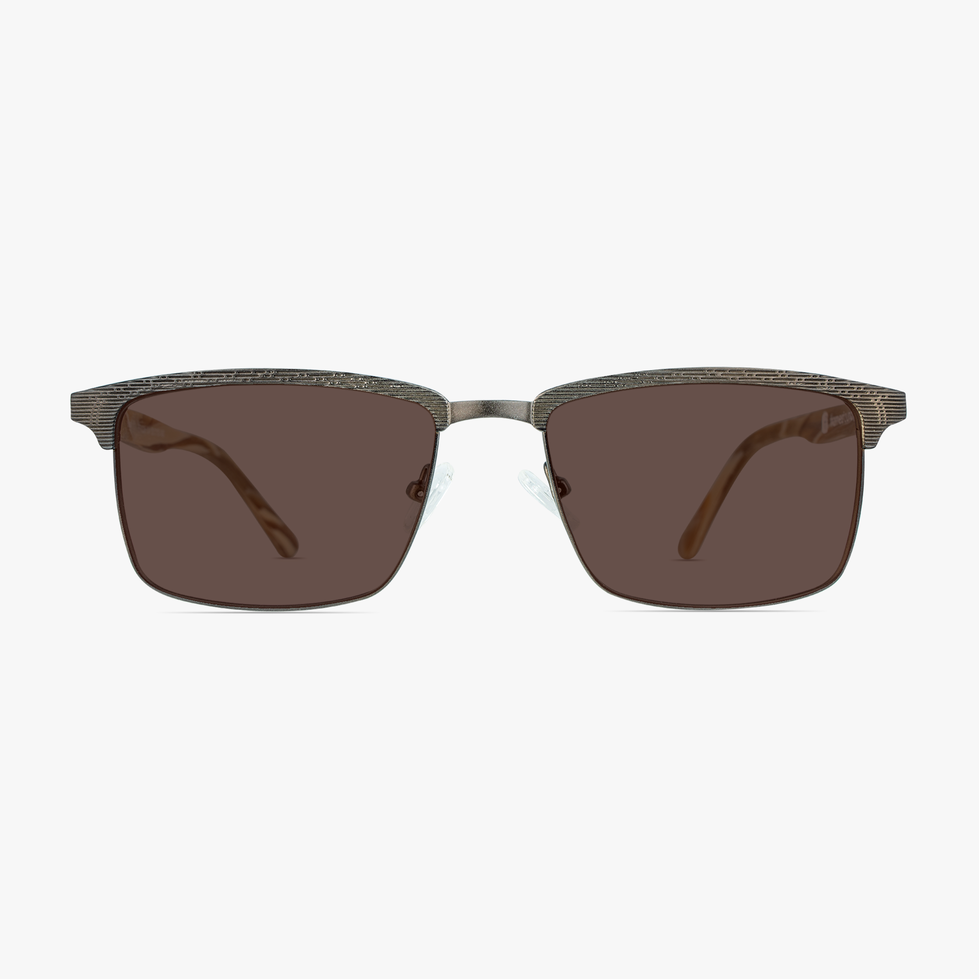 Reed Dark Brown Stainless Steel Sunglasses for Men from Framesfoundry - Front View