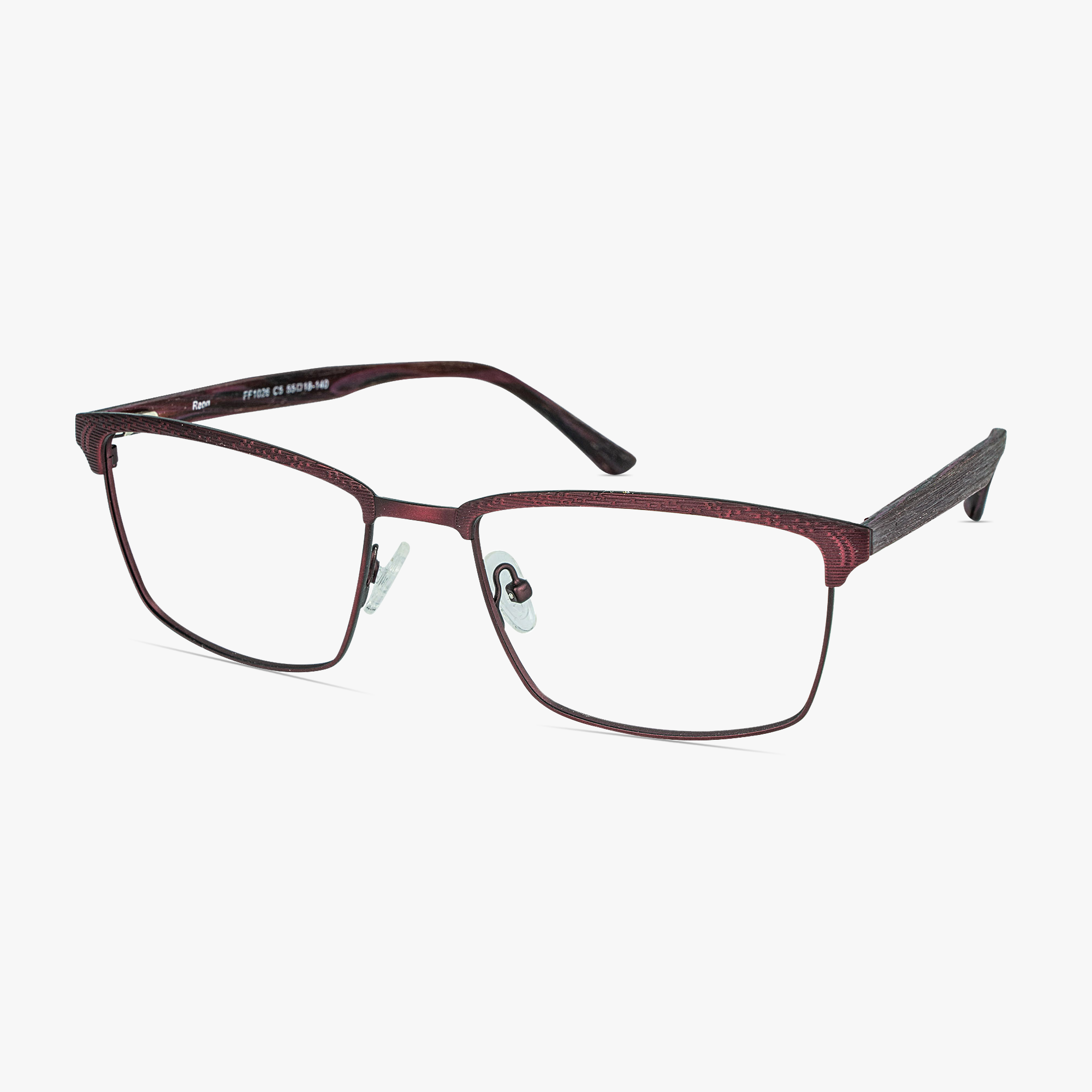 Reed Burgundy Stainless Steel Glasses for Men from Framesfoundry - Angle View