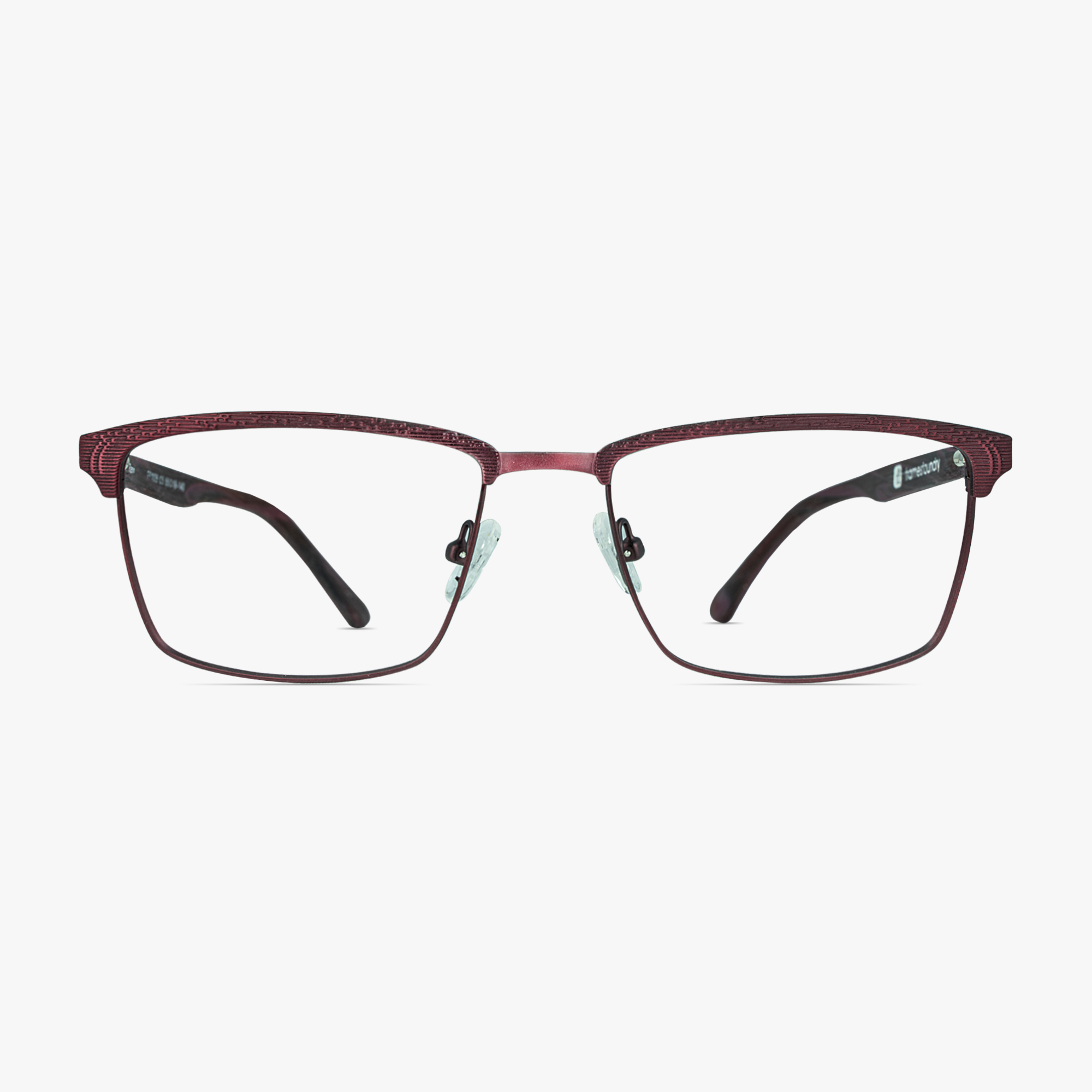 Reed Burgundy Stainless Steel Glasses for Men from Framesfoundry - Front View
