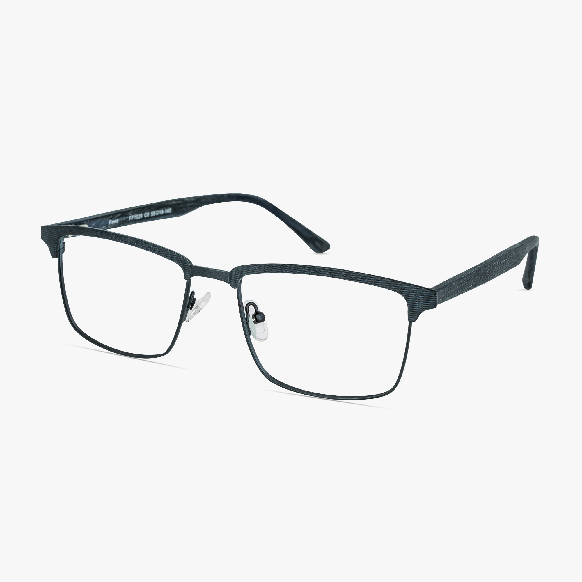 Reed Carbon Black Stainless Steel Glasses for Men from Framesfoundry - Angle View