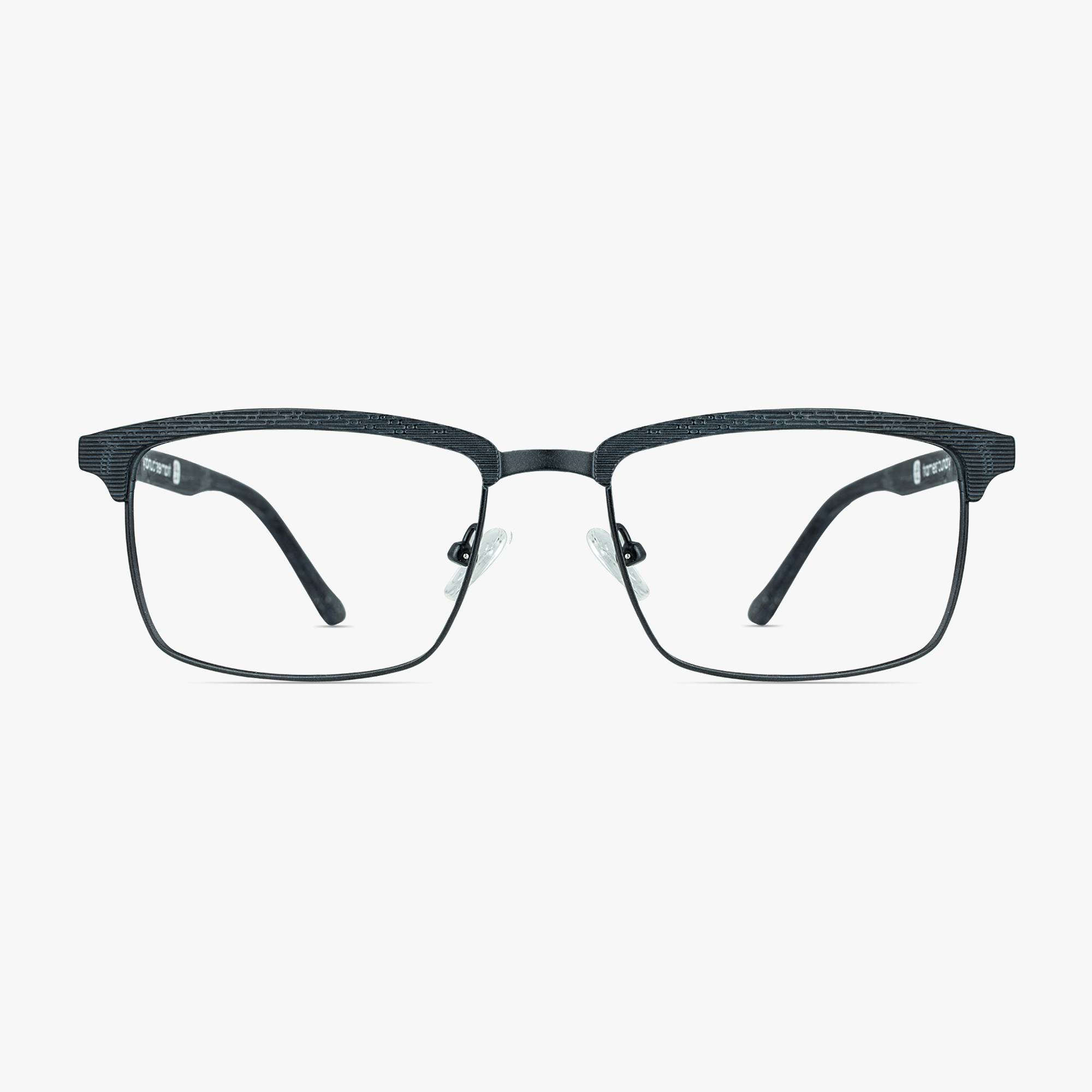 Reed Carbon Black Stainless Steel Glasses for Men from Framesfoundry - Front View